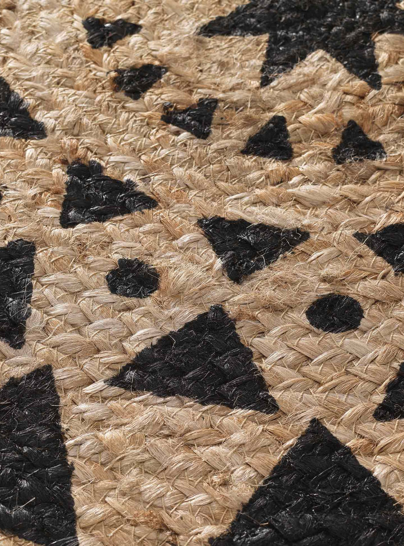 Geometric Print Round Jute Rug - 90 cms-household-rugsandcarpets-rugs-image-4