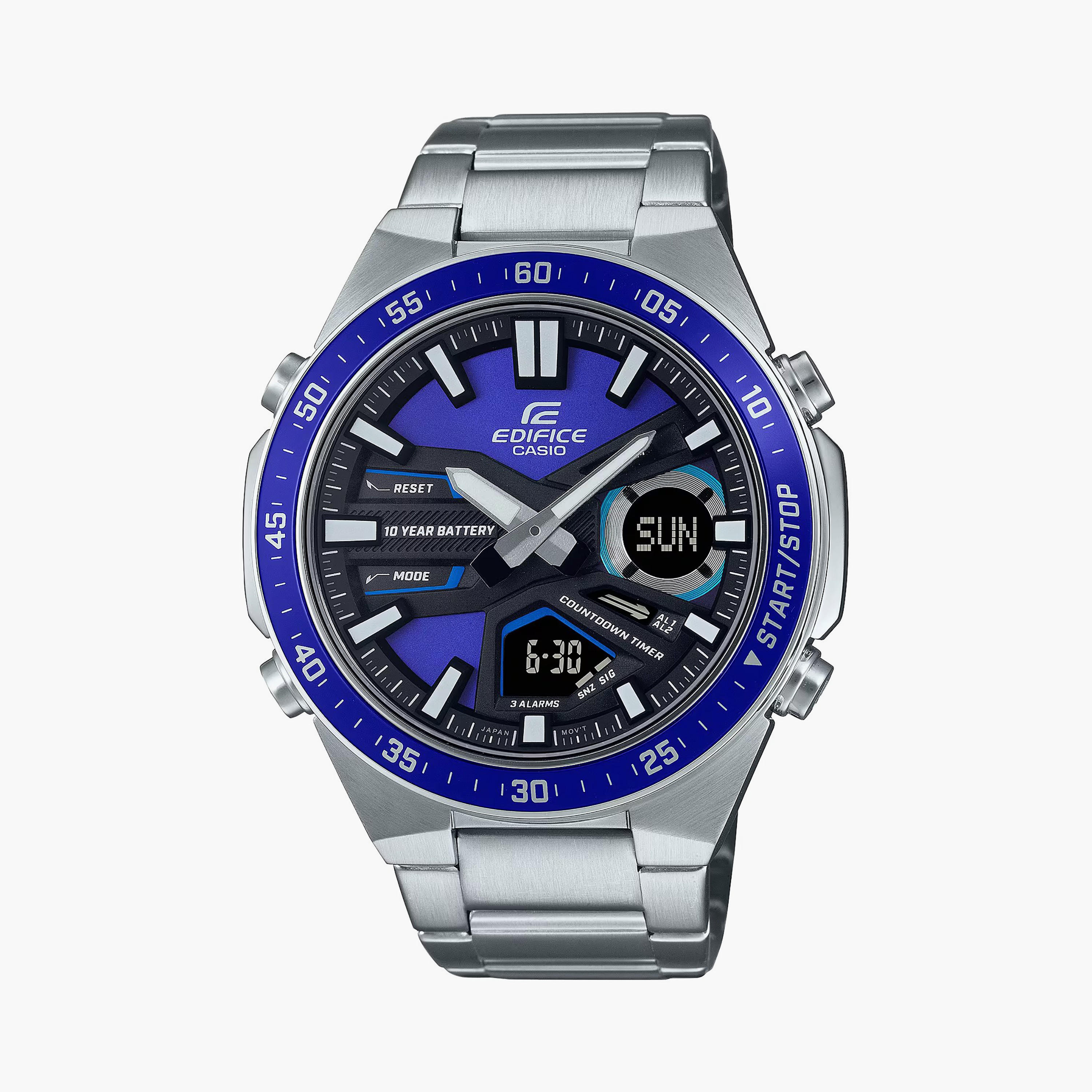 EFV-C110D-2AVDF | ساعة أنالوج فضية رقمية بسوار ستانلس ستيل من اديفيس للرجال-men-watchesandjewellery-watches-image-1