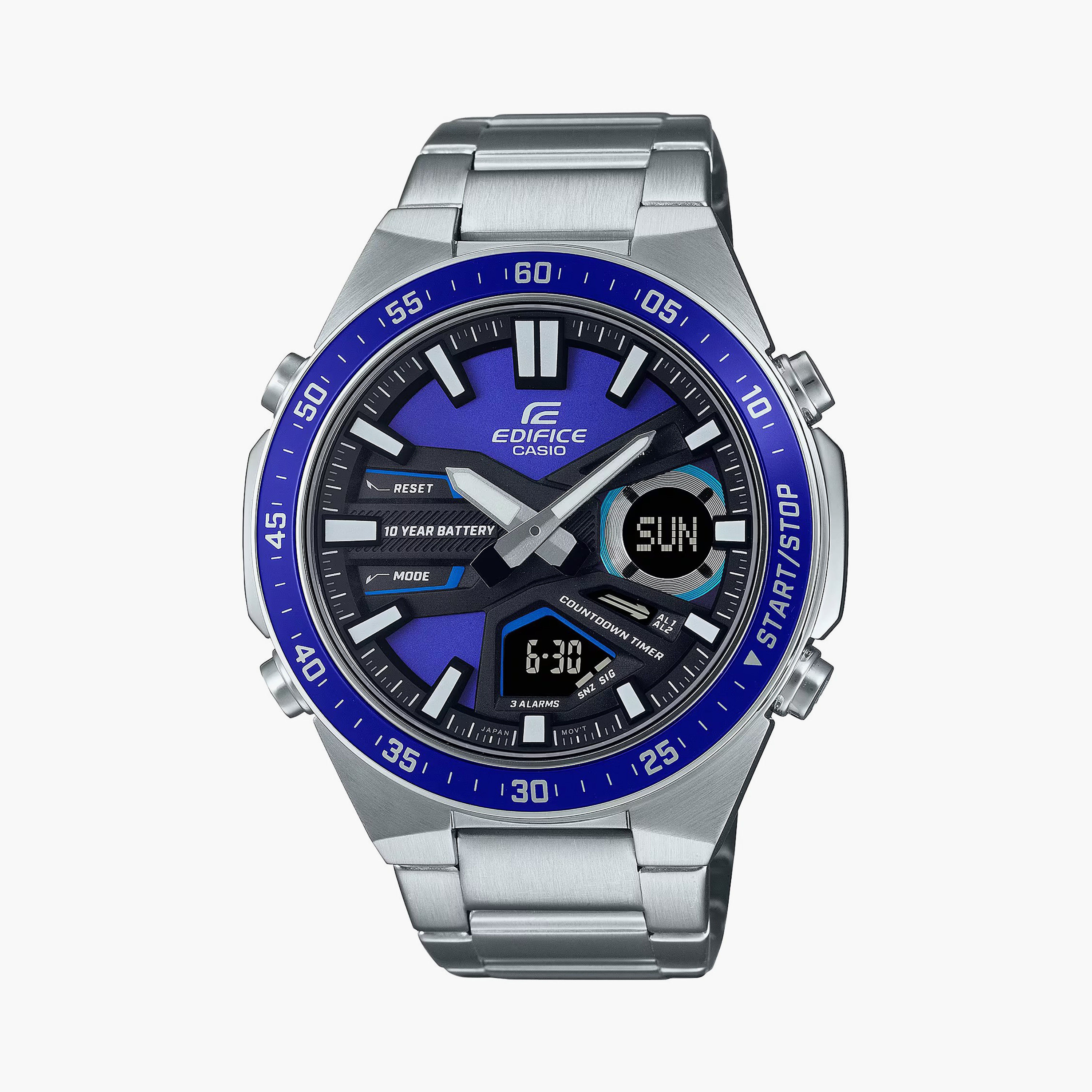 Edifice Men's Silver Analog-Digital Stainless Steel Strap Watch | EFV-C110D-2AVDF-men-watchesandjewellery-watches-image-1