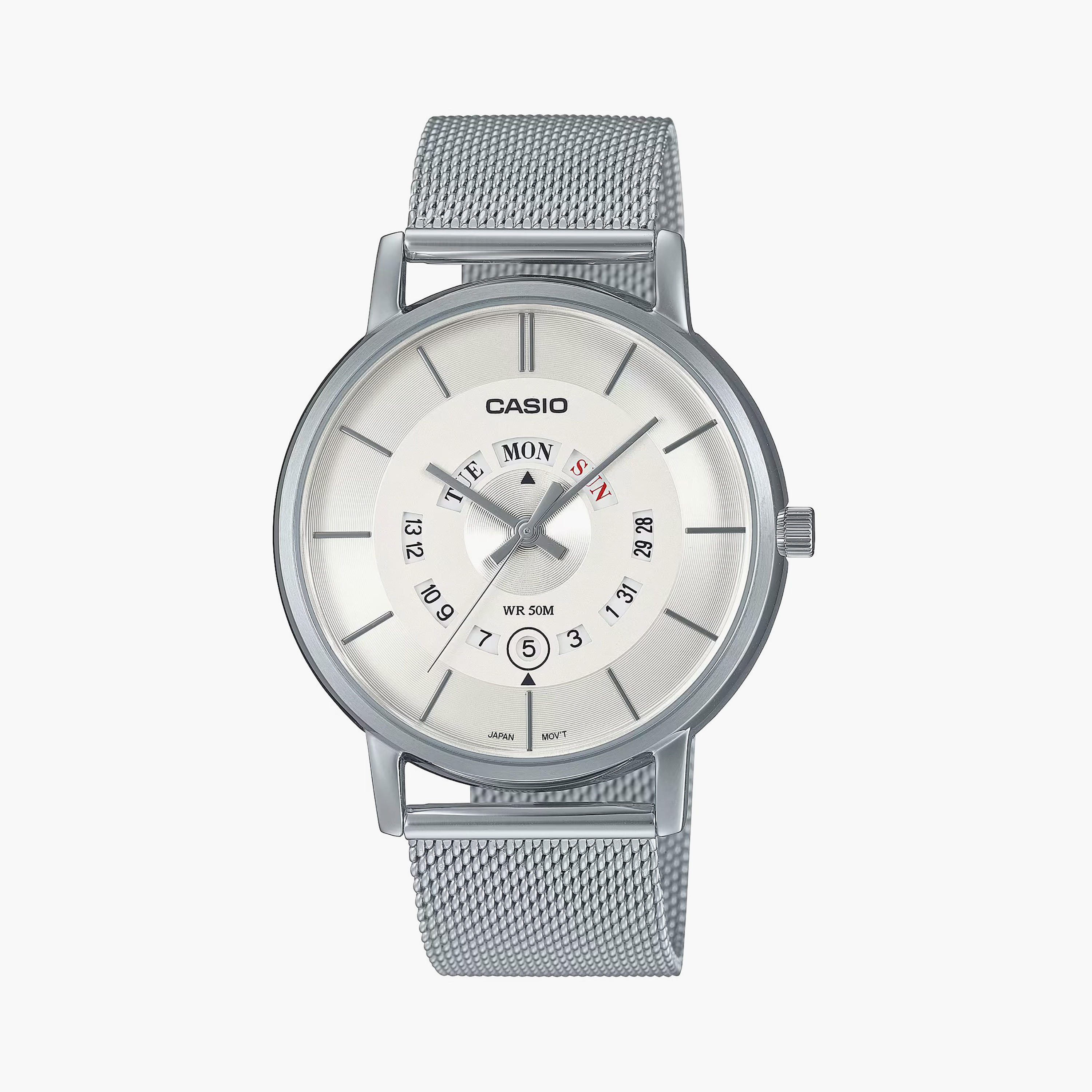  MTP-B135M-7AVDF | ساعة أنالوج فضية بسوار ستانلس ستيل من كاسيو للرجال-men-watchesandjewellery-watches-image-1