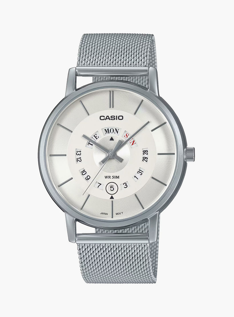 Casio Men's Silver Analog Stainless Steel Strap Watch | MTP-B135M-7AVDF-men-watchesandjewellery-watches-image-1