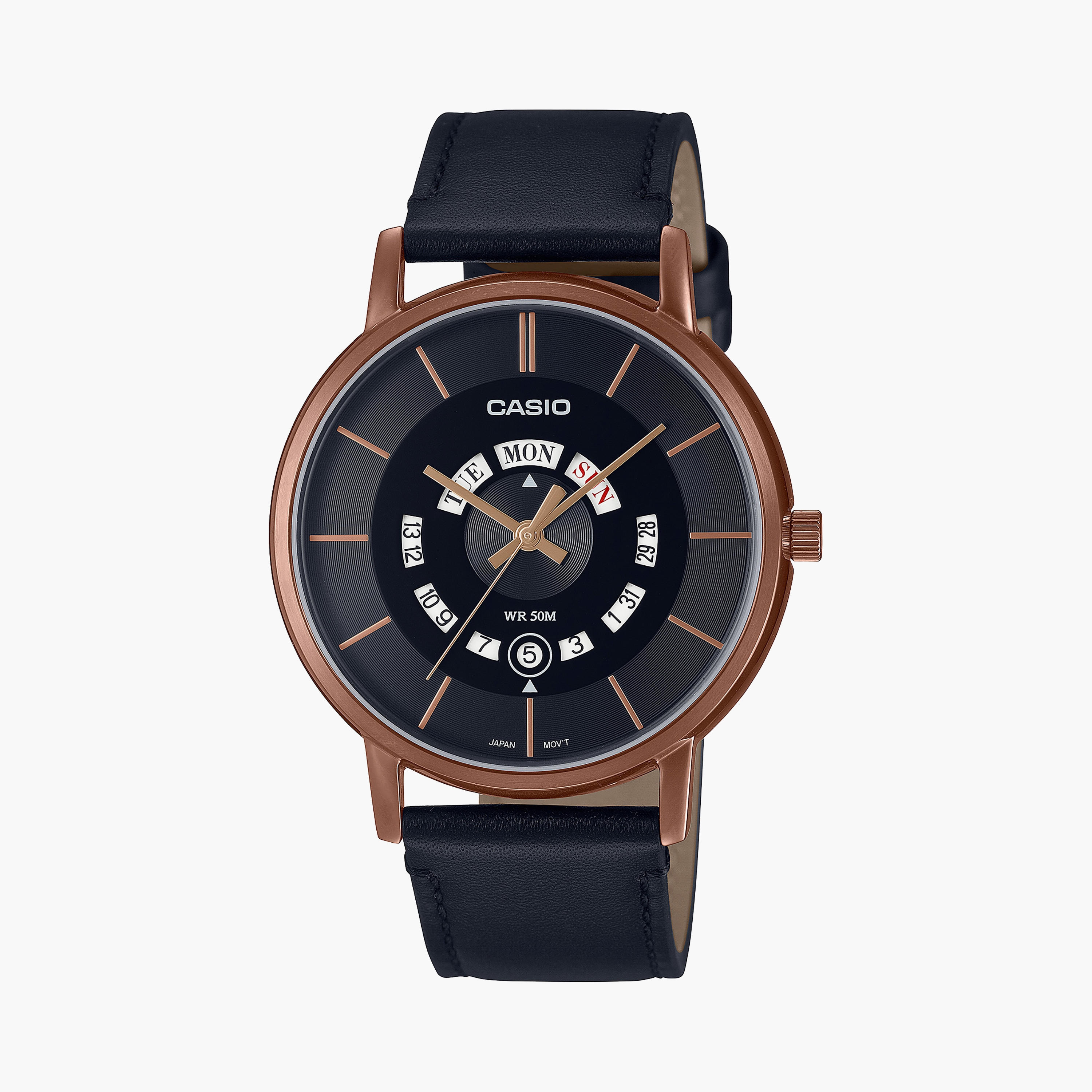  MTP-B135RL-1AVDF | ساعة أنالوج بسوار جلدي اسود للرجال من كاسيو-men-watchesandjewellery-watches-image-1