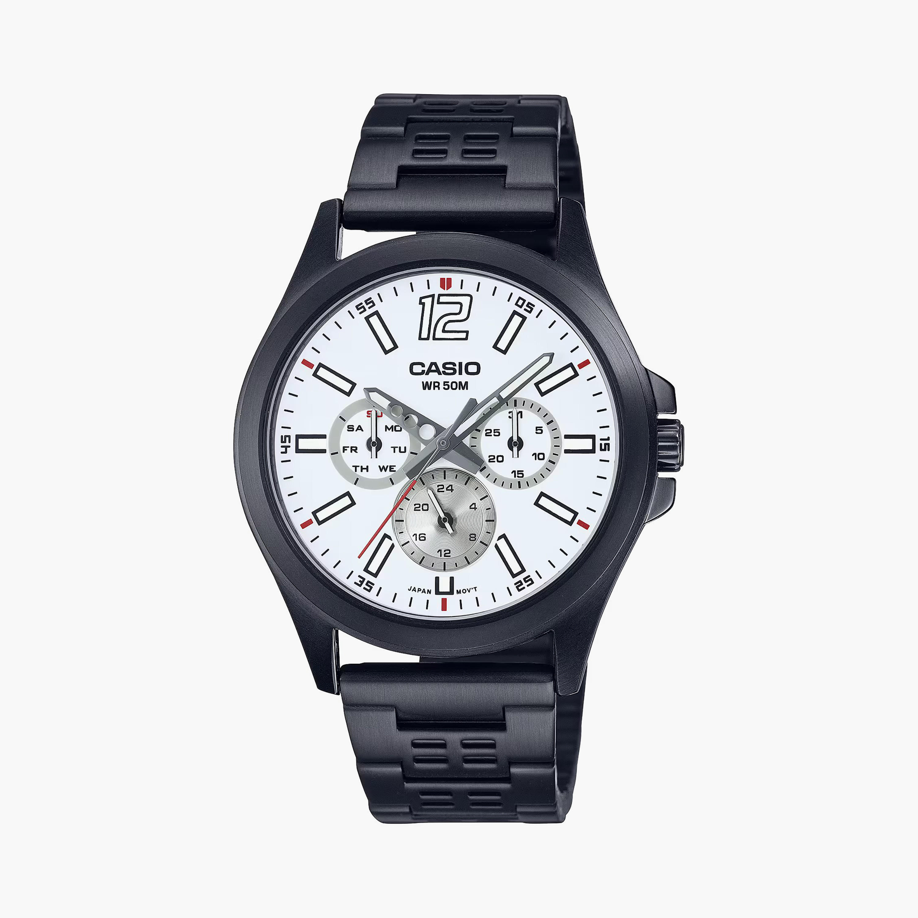 Casio Men Black Chronograph Stainless Steel Strap Watch | MTP-E350B-1BVDF-men-watchesandjewellery-watches-image-3