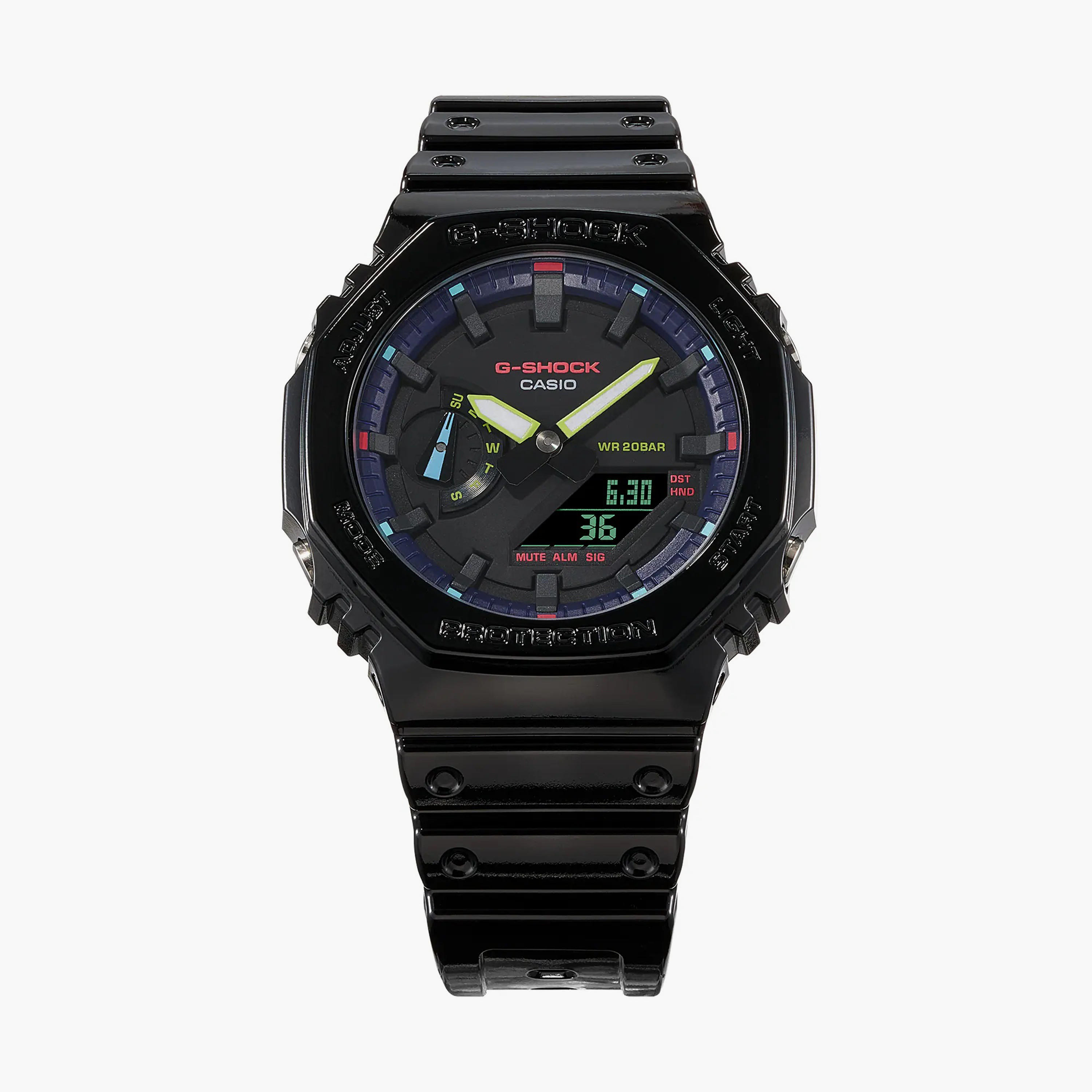 G-Shock Unisex Black Analog-Digital Silicone Strap Watch | GA-2100RGB-1ADR-men-watchesandjewellery-watches-image-6