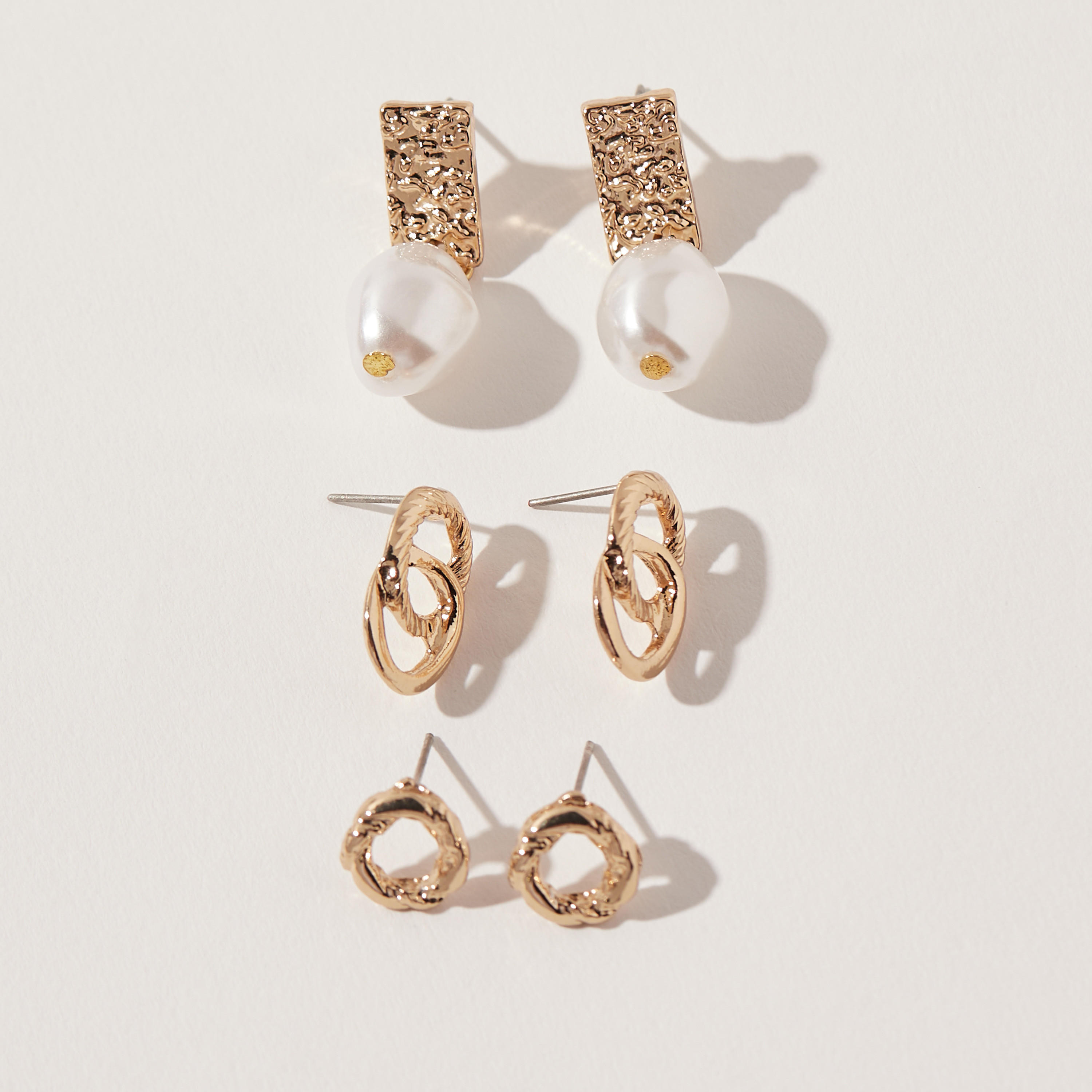 Metallic Earrings - Set of 3-women-watchesandjewellery-jewellery-earrings-image-2