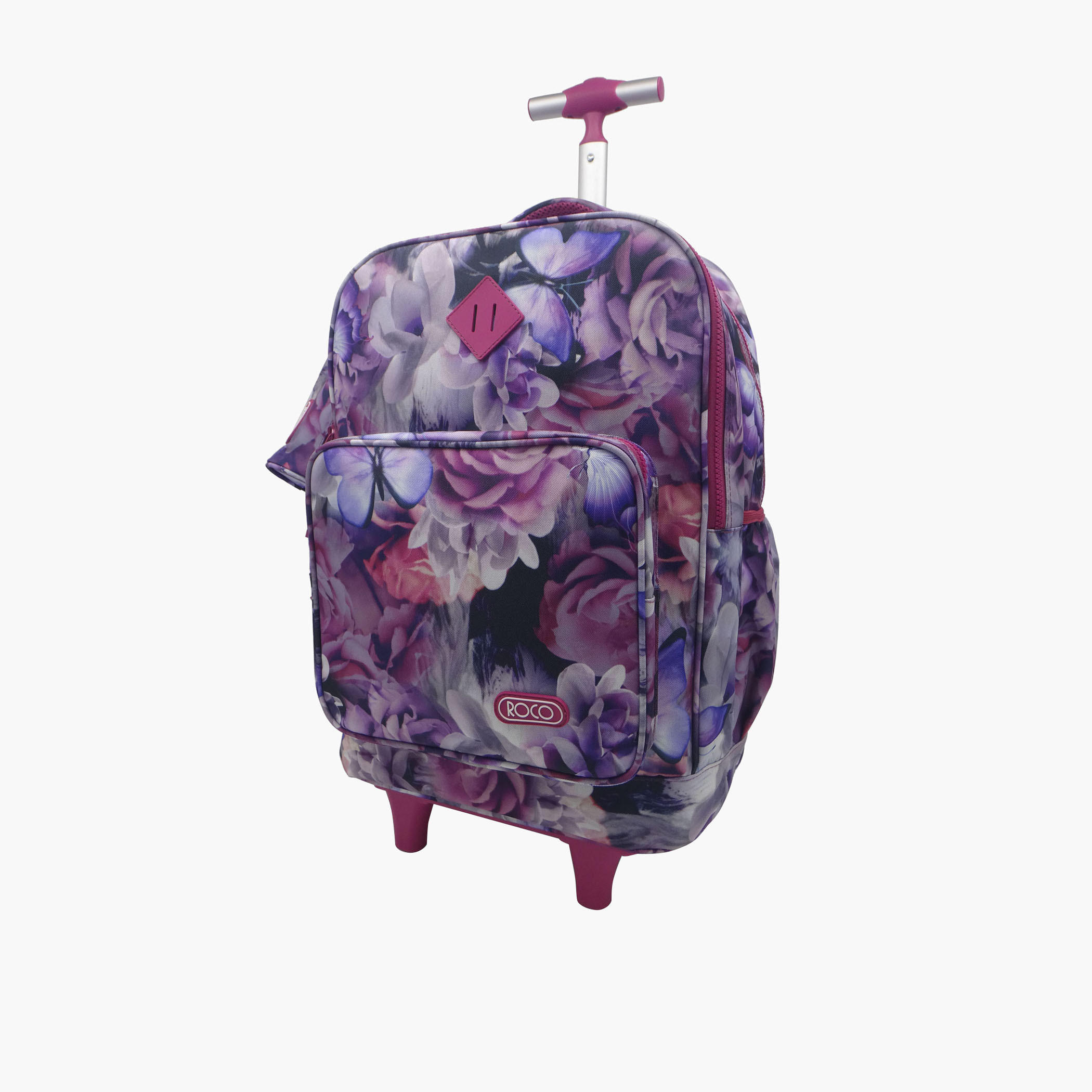 Roco Floral Print Trolley Backpack with Pencil Pouch - 18 inches-school-bagsandbackpacks-trolleybags-image-1