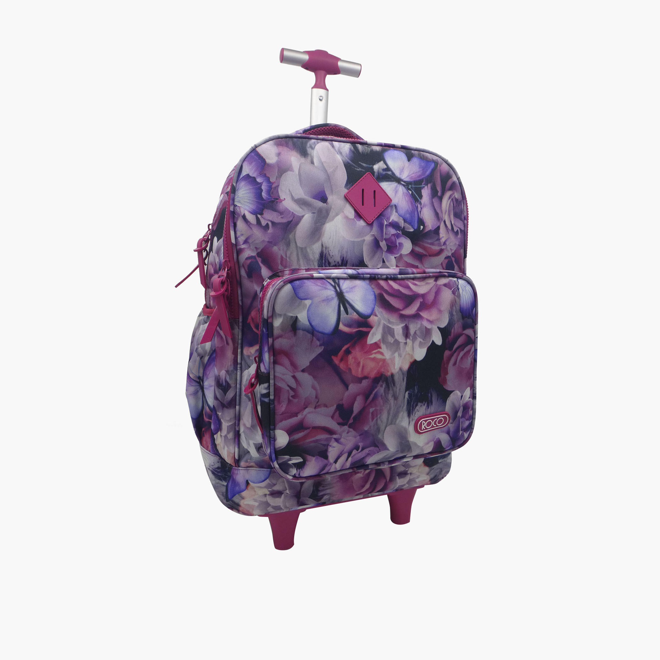 Roco Floral Print Trolley Backpack with Pencil Pouch - 18 inches-school-bagsandbackpacks-trolleybags-image-2