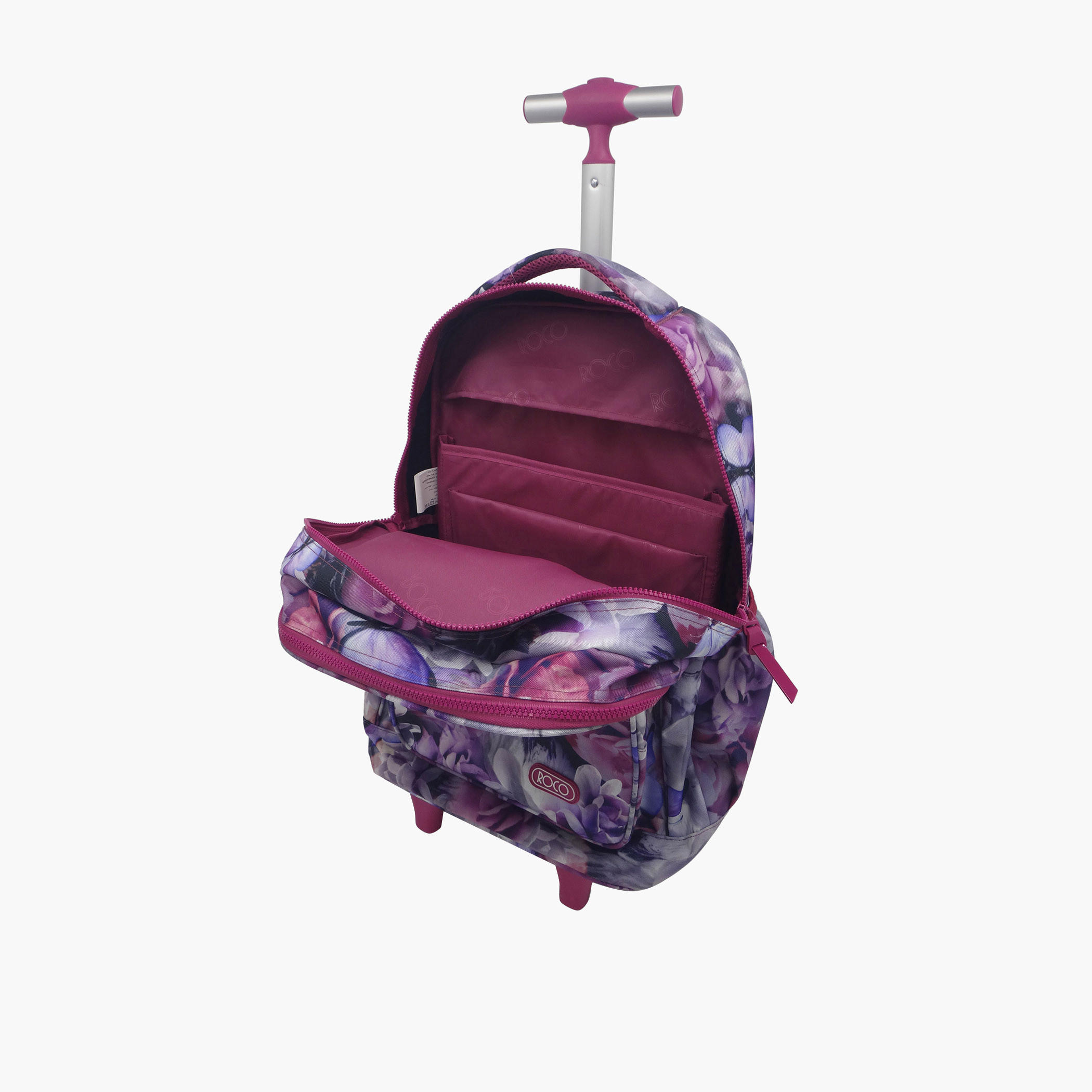 Roco Floral Print Trolley Backpack with Pencil Pouch - 18 inches-school-bagsandbackpacks-trolleybags-image-3