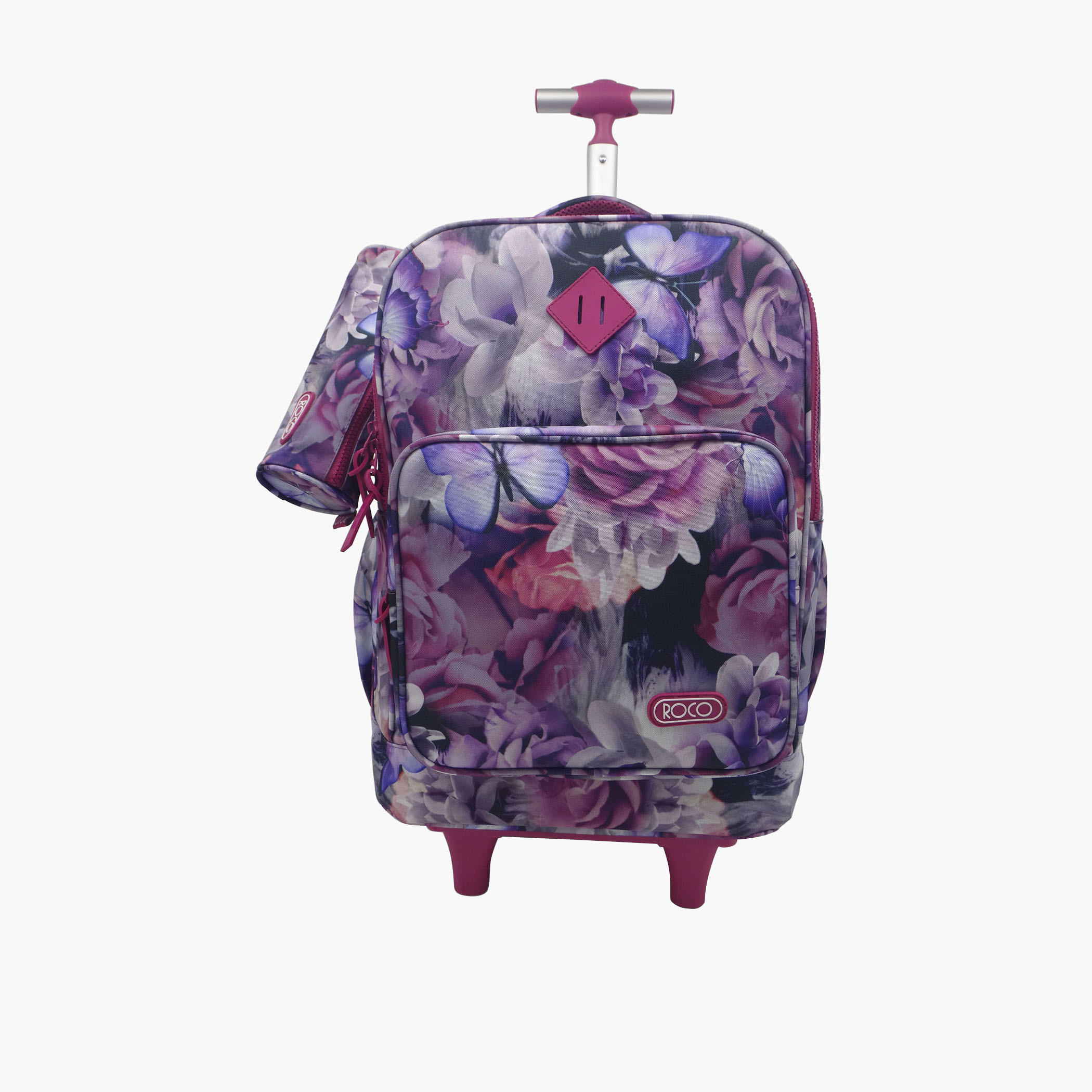 Roco Floral Print Trolley Backpack with Pencil Pouch - 18 inches-school-bagsandbackpacks-trolleybags-image-4