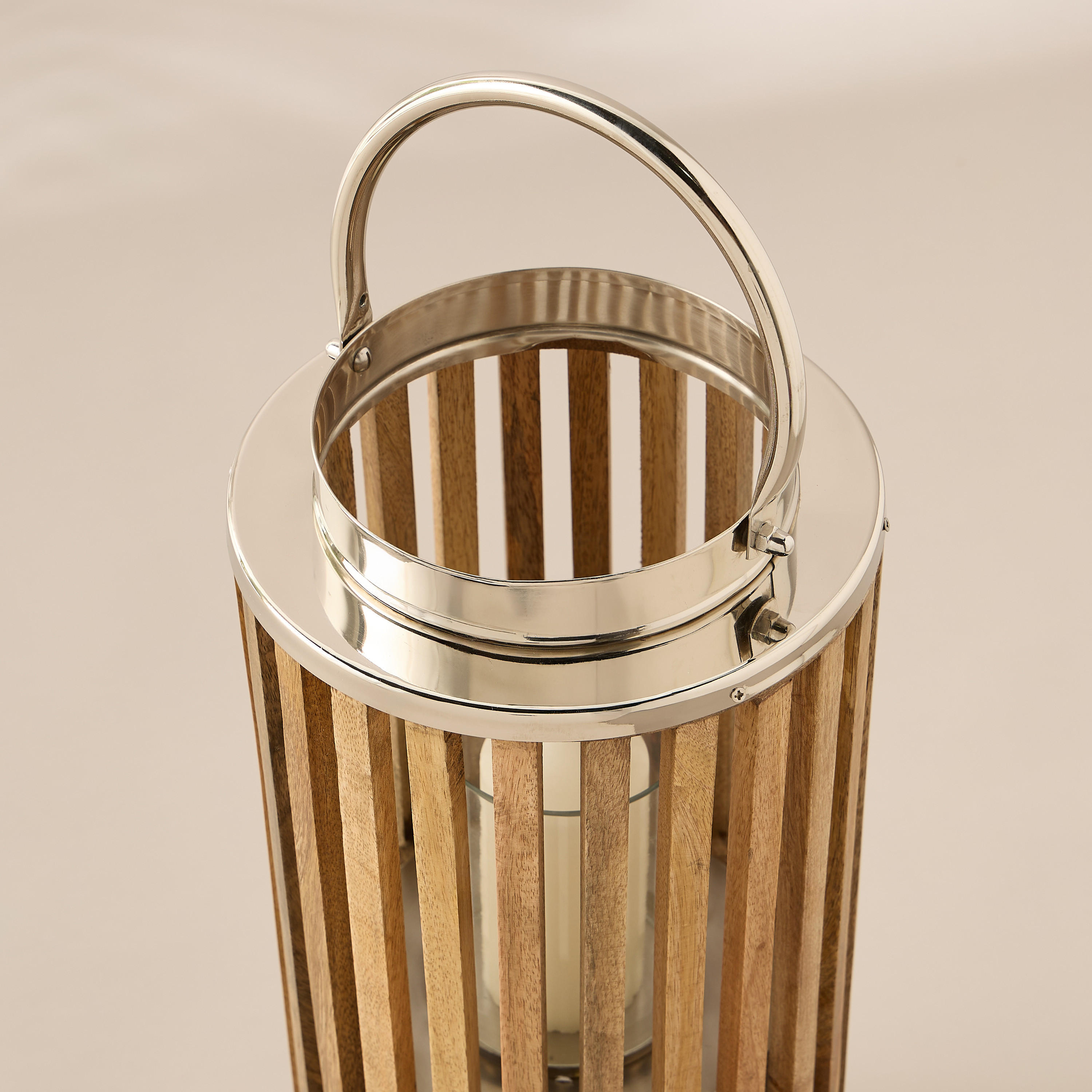 Slatted Wooden Candle Lantern - 56 cms-household-decor-candleholdersandlanterns-image-4