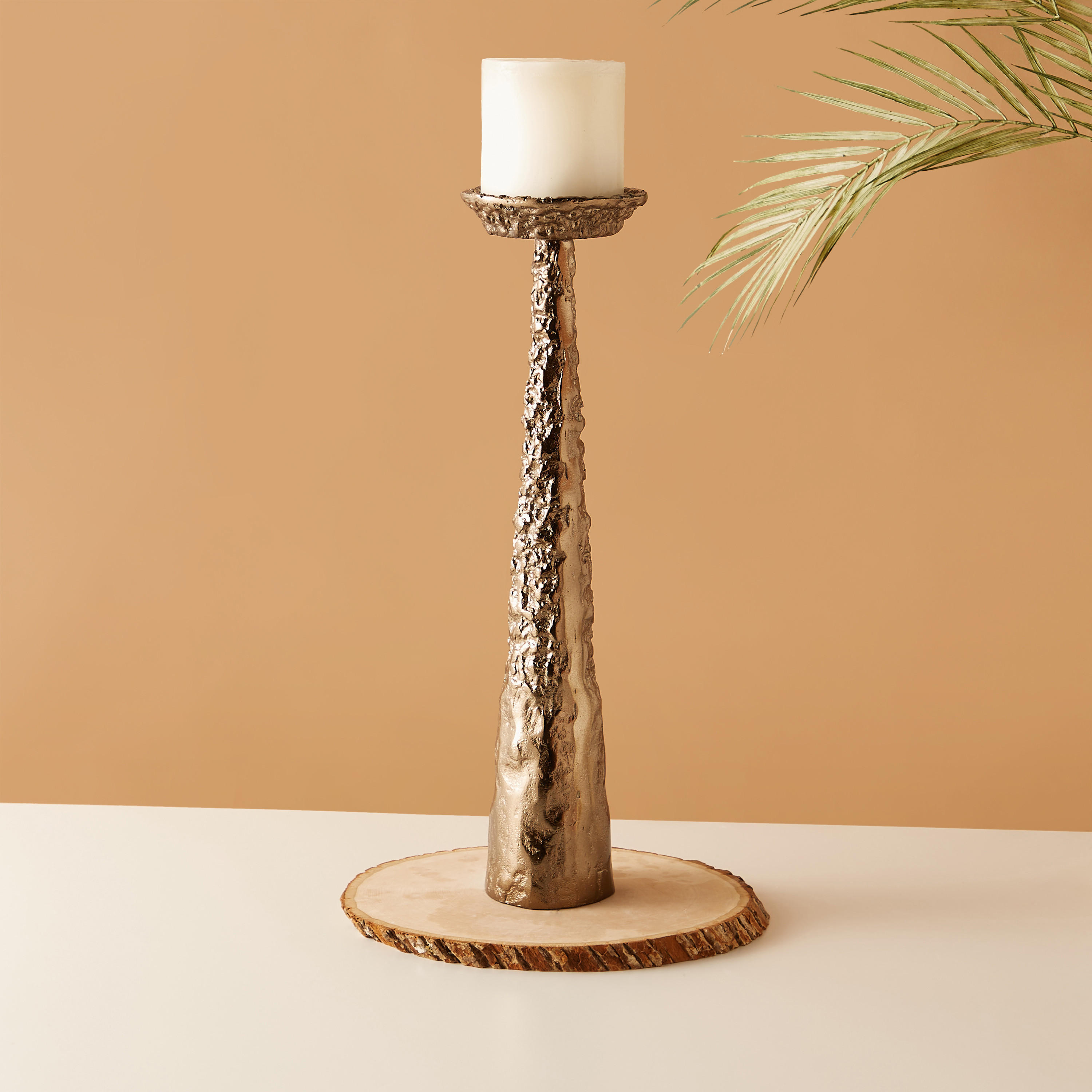 Aluminium Pillar Candleholder - 13x13x51 cms-household-decor-candleholdersandlanterns-image-1