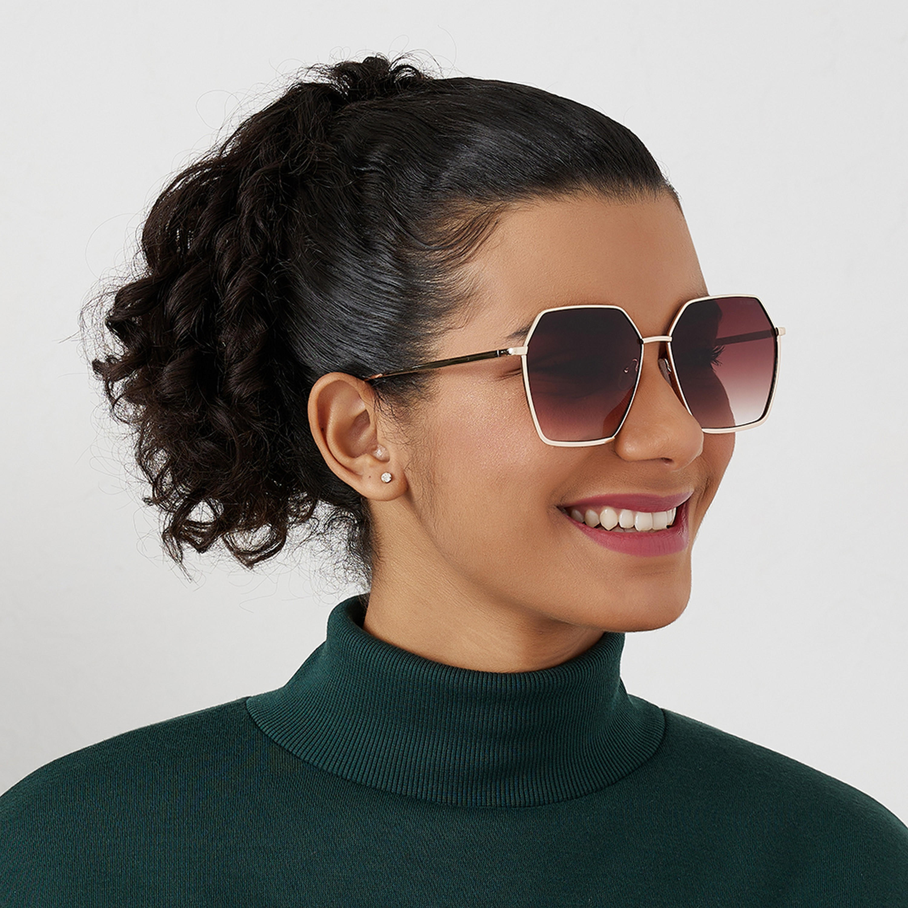 BlackOut Women Brown Lens 62 mm Hexagonal Sunglasses | BLA-000251-2904-women-sunglasses-image-6