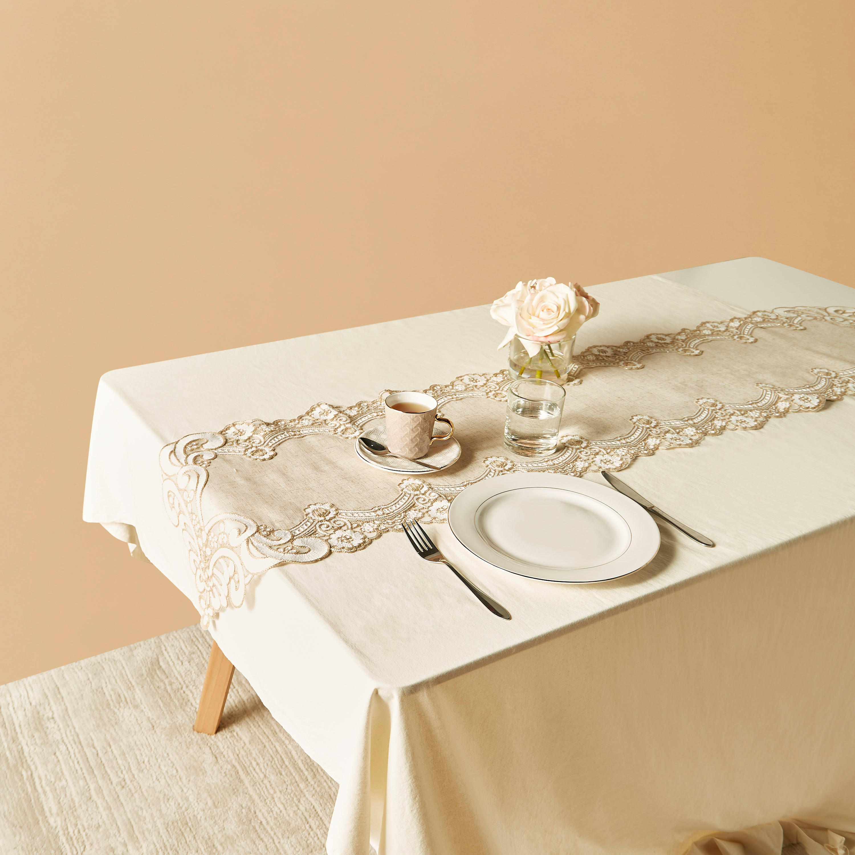 Embroidered Table Runner - 180x35 cms-household-dining-tablelinen-runnersandtablecovers-image-1