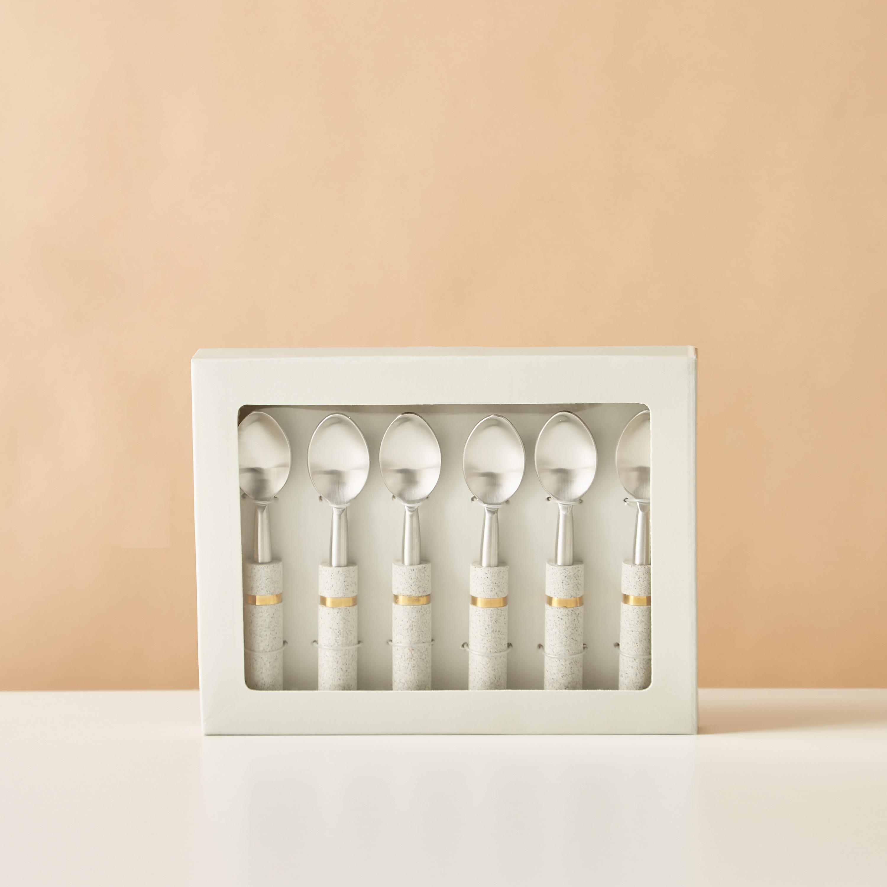 ملاعق ستانليس ستيل مرقطة - طقم من 6 قطع-household-dining-cutlery-cutlerysets-image-2