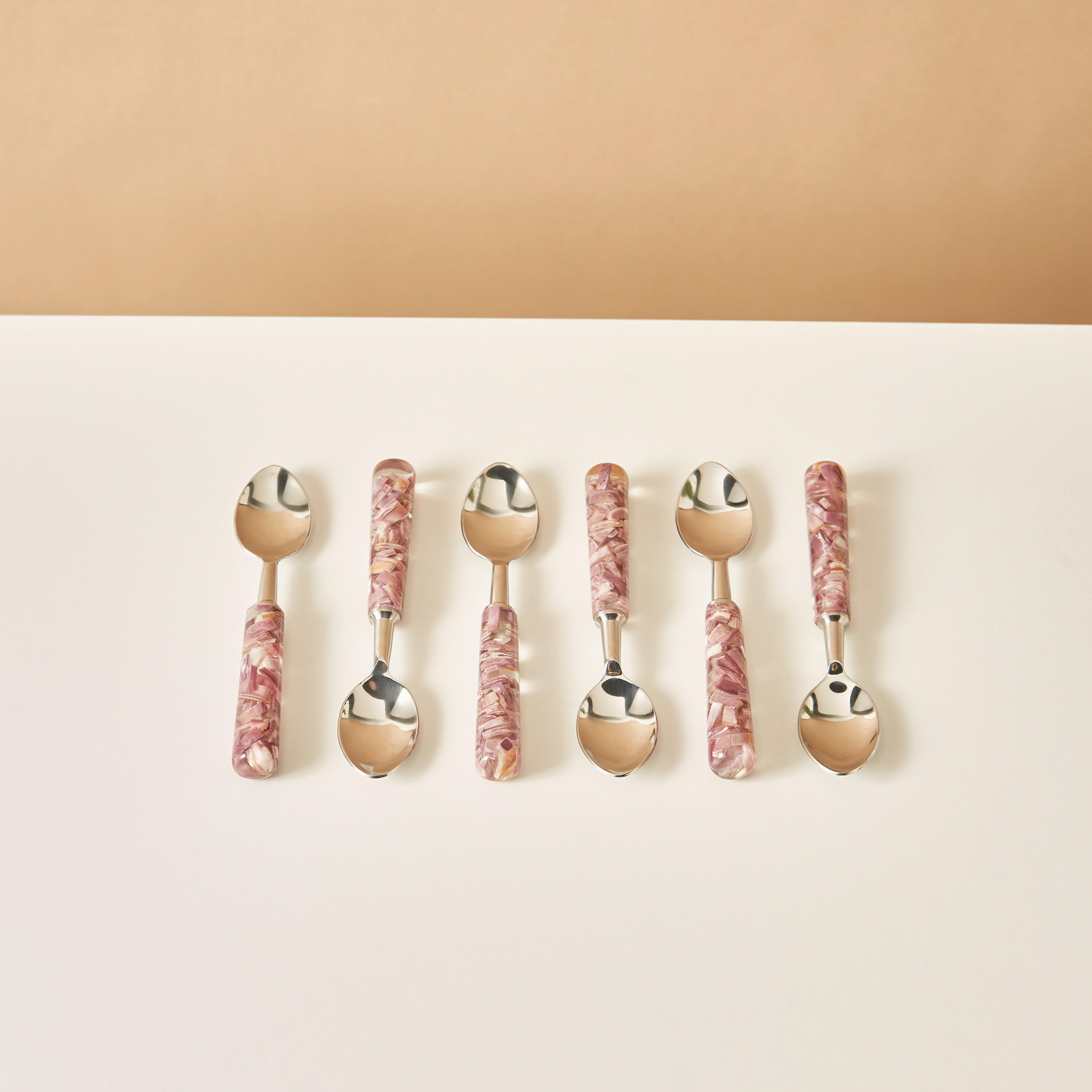 Marble Print Stainless Steel Spoon - Set of 6-household-dining-cutlery-cutlerysets-image-2