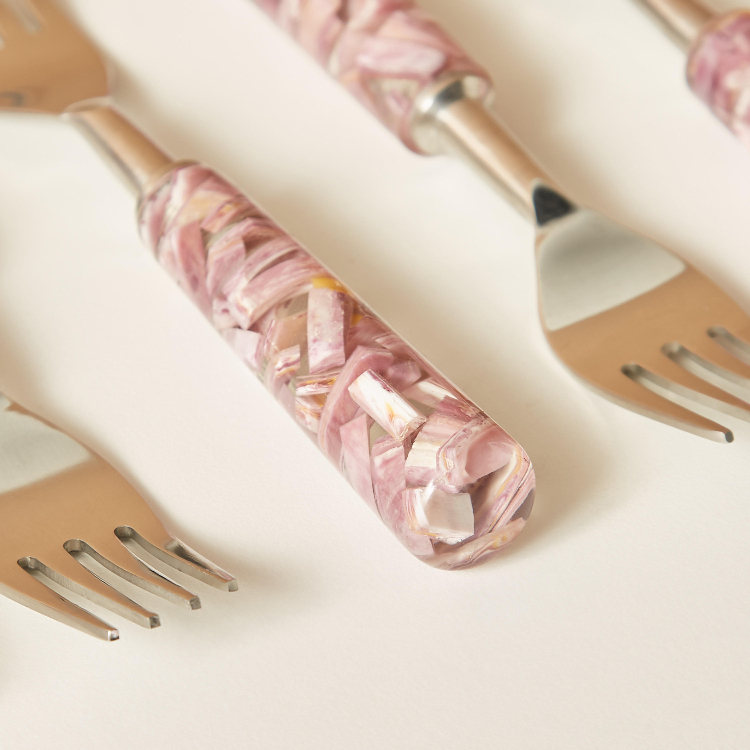 Marble Print Stainless Steel Fork - Set of 6-household-dining-cutlery-cutlerysets-image-3
