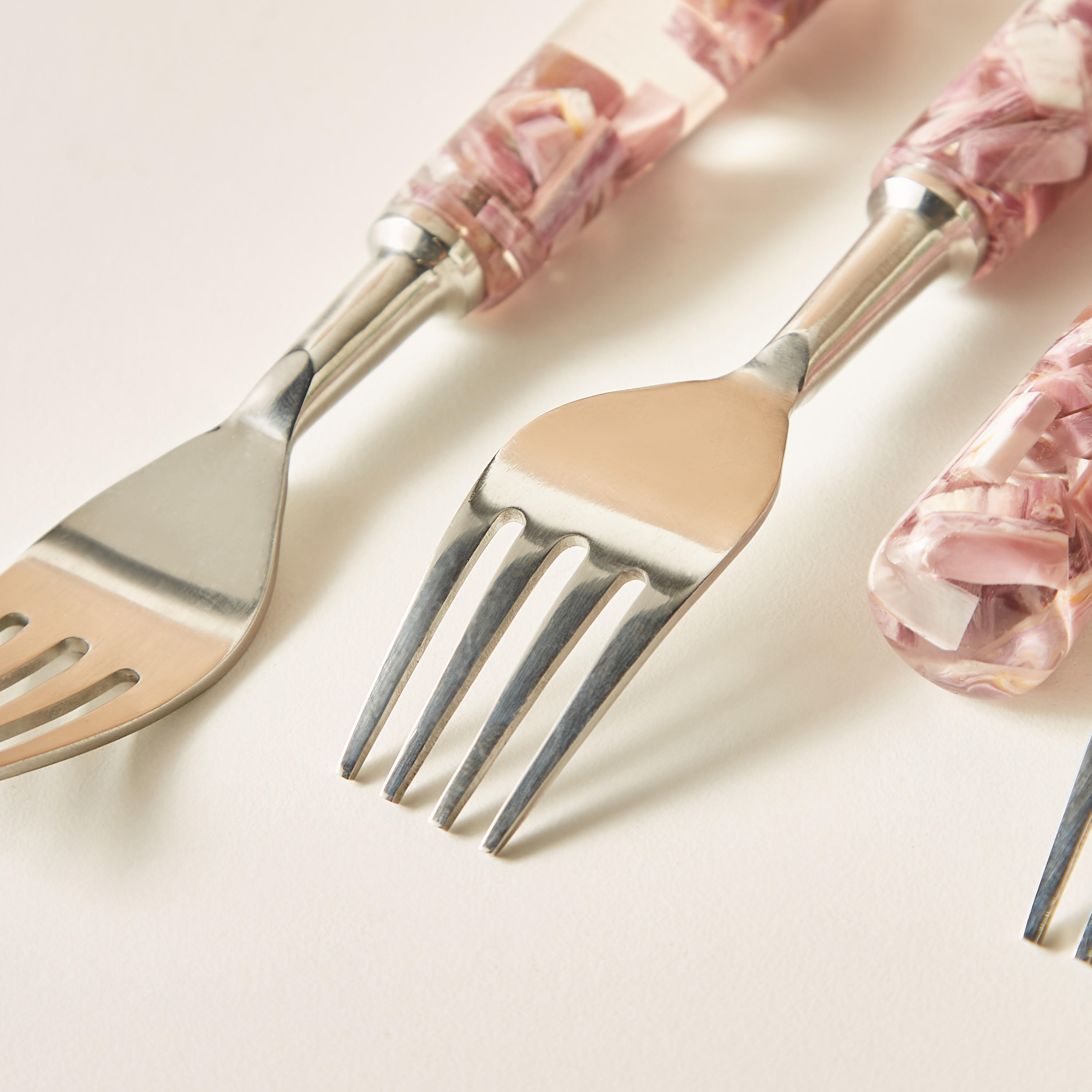 Marble Print Stainless Steel Fork - Set of 6-household-dining-cutlery-cutlerysets-image-4