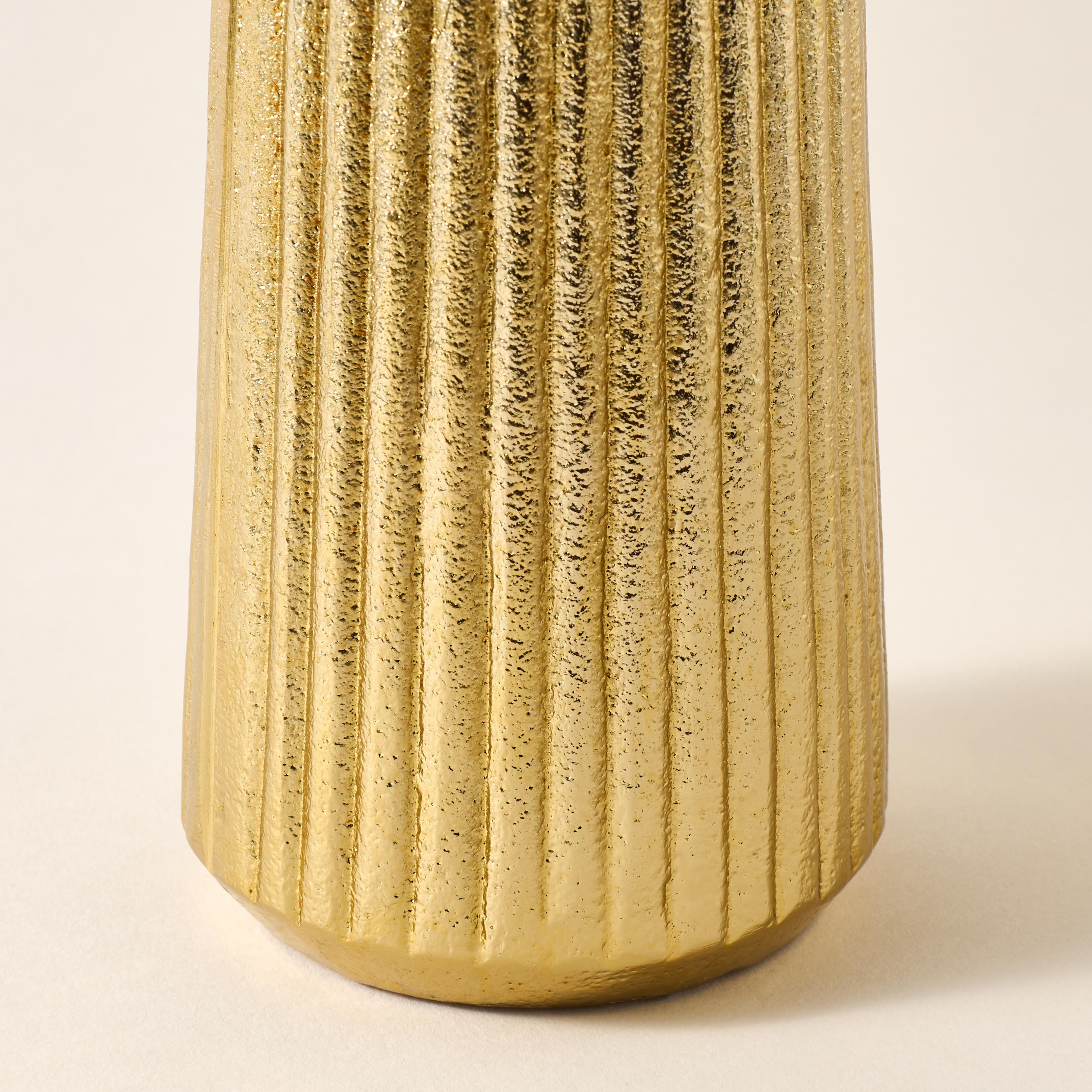 Ribbed Aluminium Vase -  9x9x16 cms-household-decor-vasesandbowls-image-3