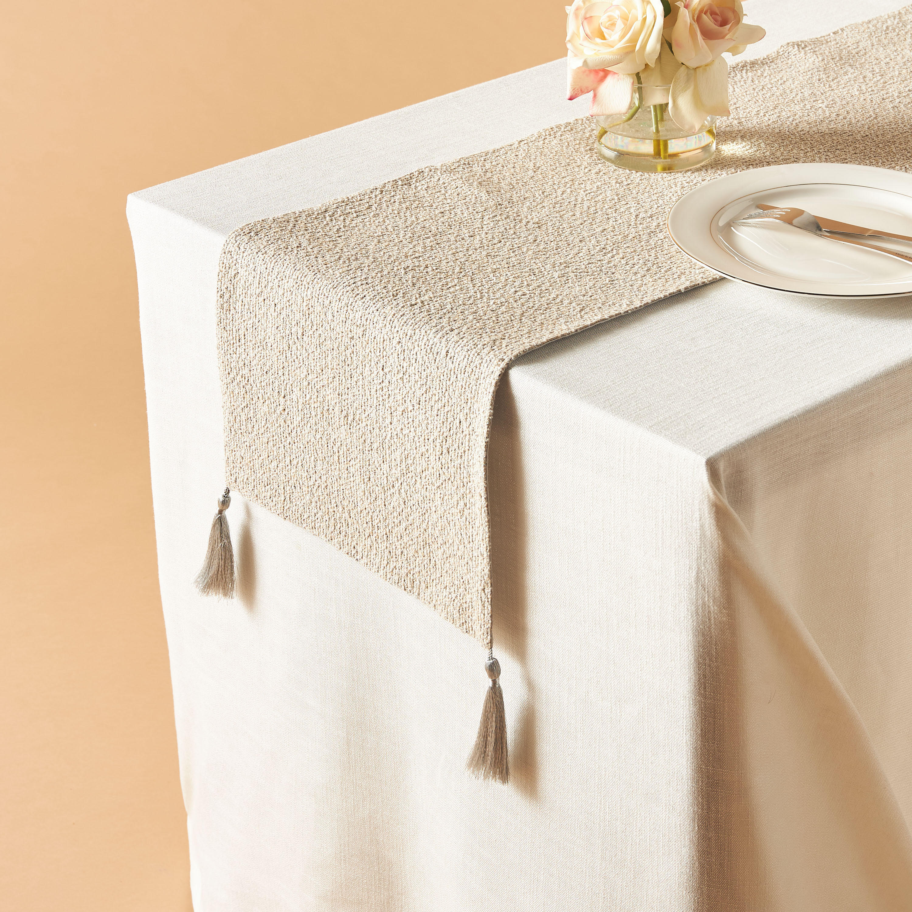 Gia Como Woven Textured Table Runner with Tassels - 180x33 cms-household-dining-tablelinen-runnersandtablecovers-image-1
