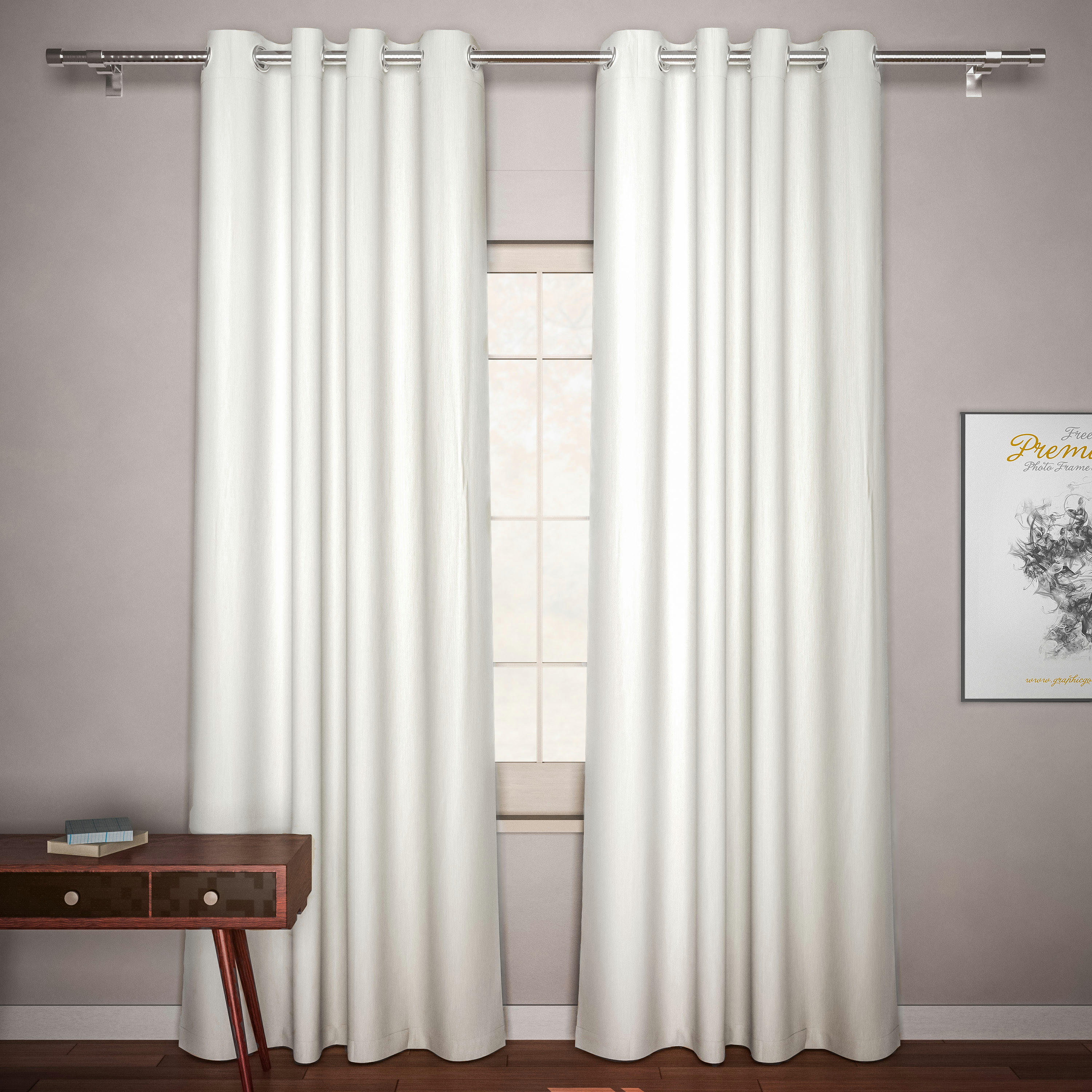 Textured 2-Piece Curtain Set - 240x140 cms-household-windows-curtains-image-1