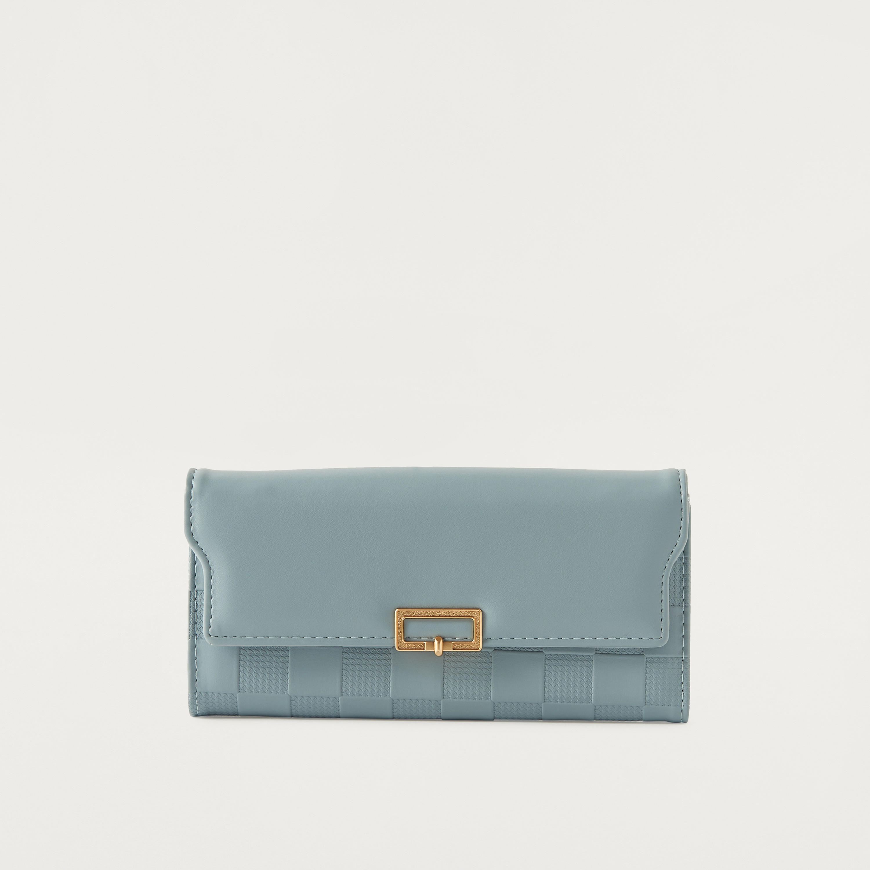 Sasha Textured Tri-Fold Wallet with Button Closure-women-bagsandwallets-wallets-image-1