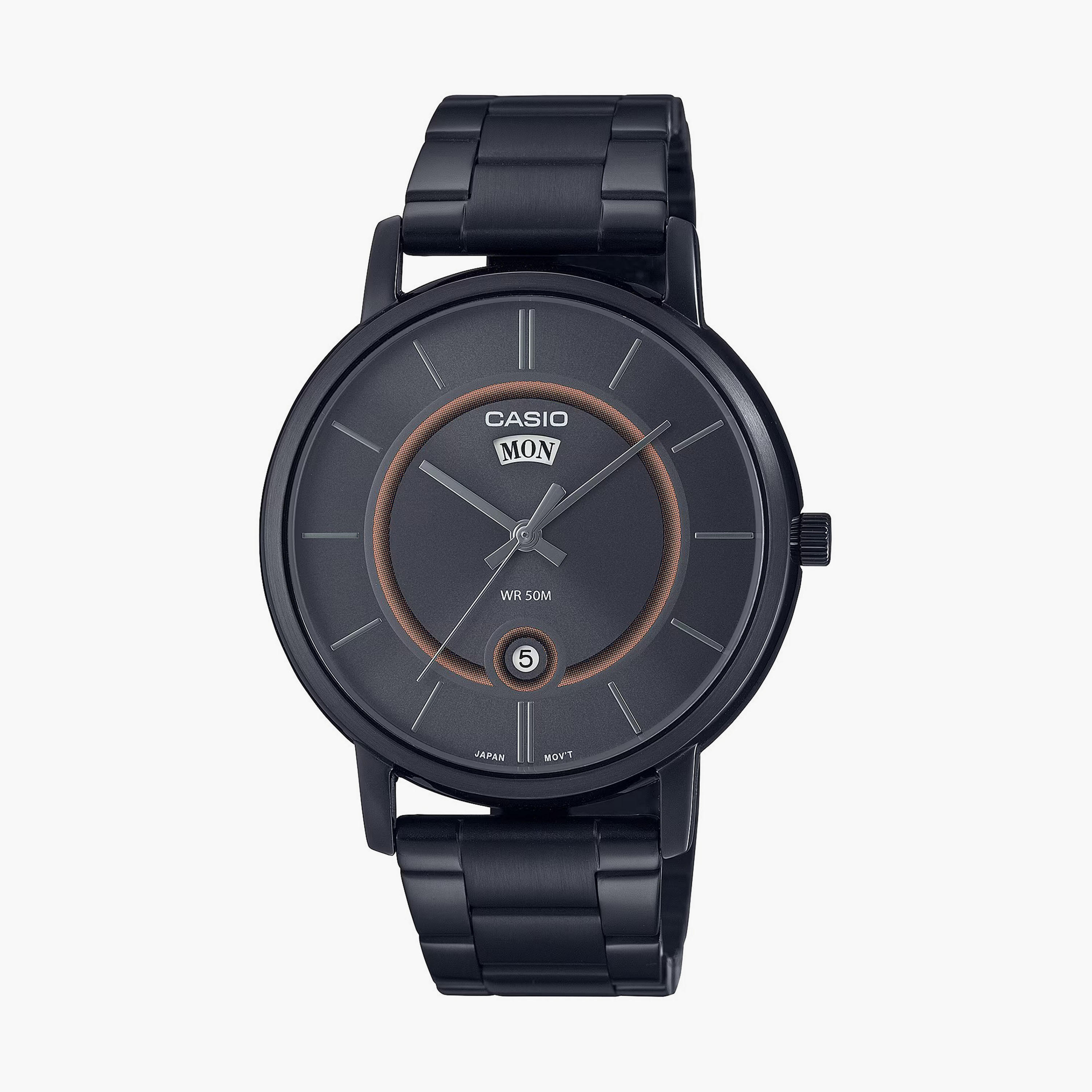 Casio Men Black Analog Stainless Steel Strap Watch | MTP-B120B-8AVDF-men-watchesandjewellery-watches-image-1