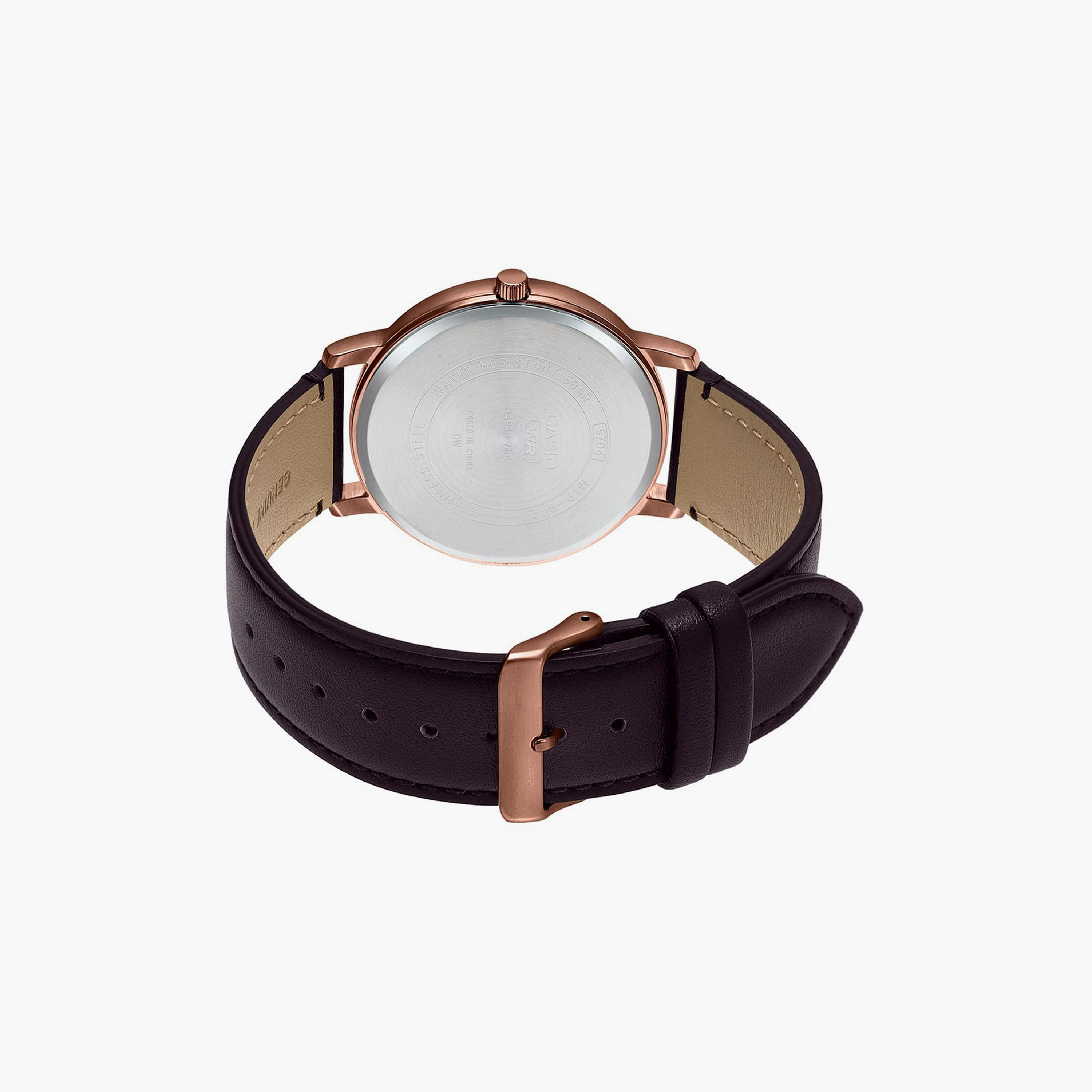 Casio Men Maroon Analog Leather Strap Watch | MTP-B120RL-5AVDF | 41 MM-men-watchesandjewellery-watches-image-3