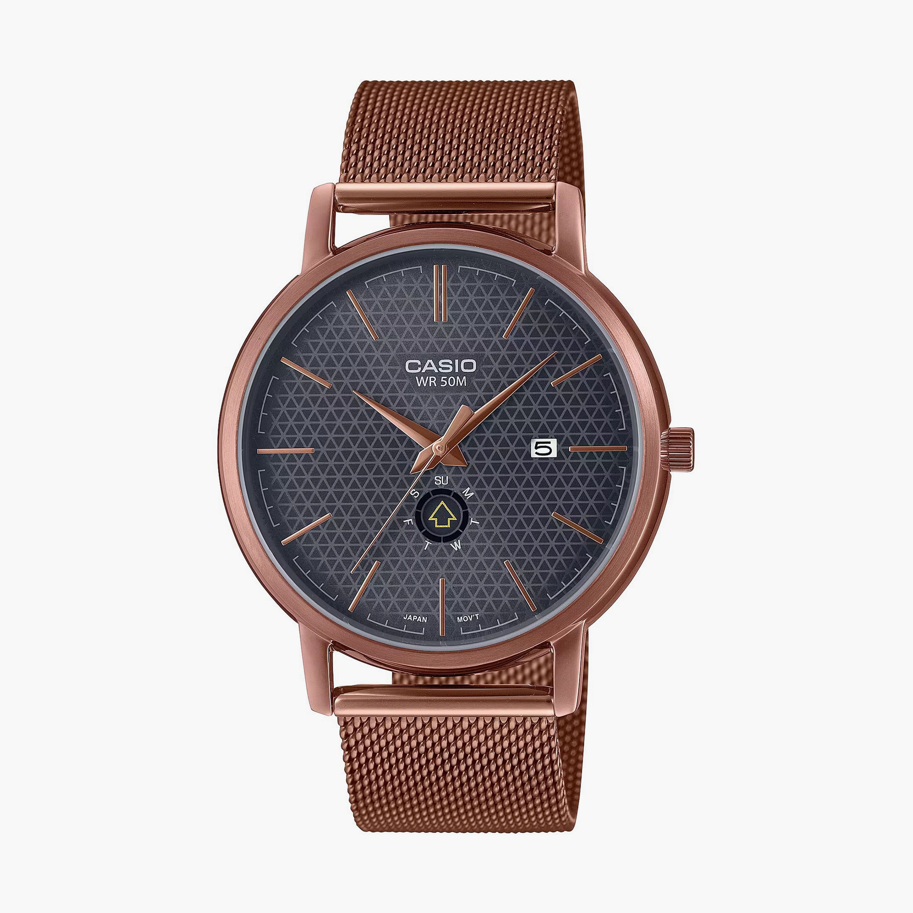 Casio Men Copper Analog Stainless Steel Strap Watch | MTP-B125MR-8AVDF-men-watchesandjewellery-watches-image-1