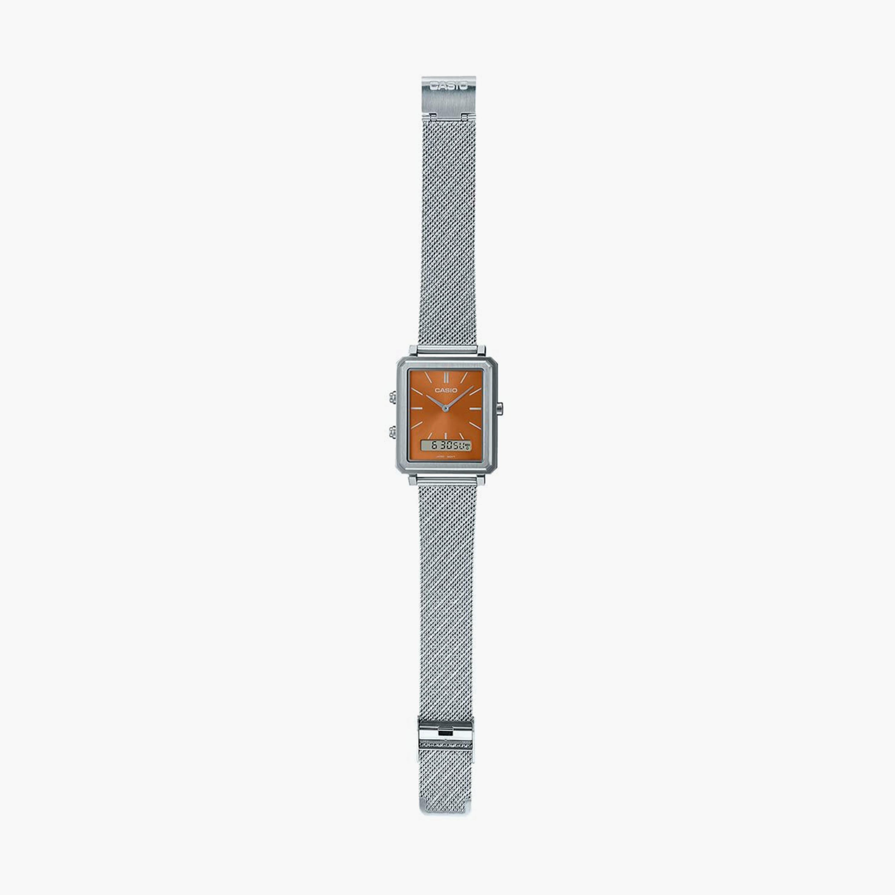 Casio Silver Analog-Digital Stainless Steel Strap Watch | MTP-B205M-5EDF | 30 MM-women-watchesandjewellery-watches-image-5