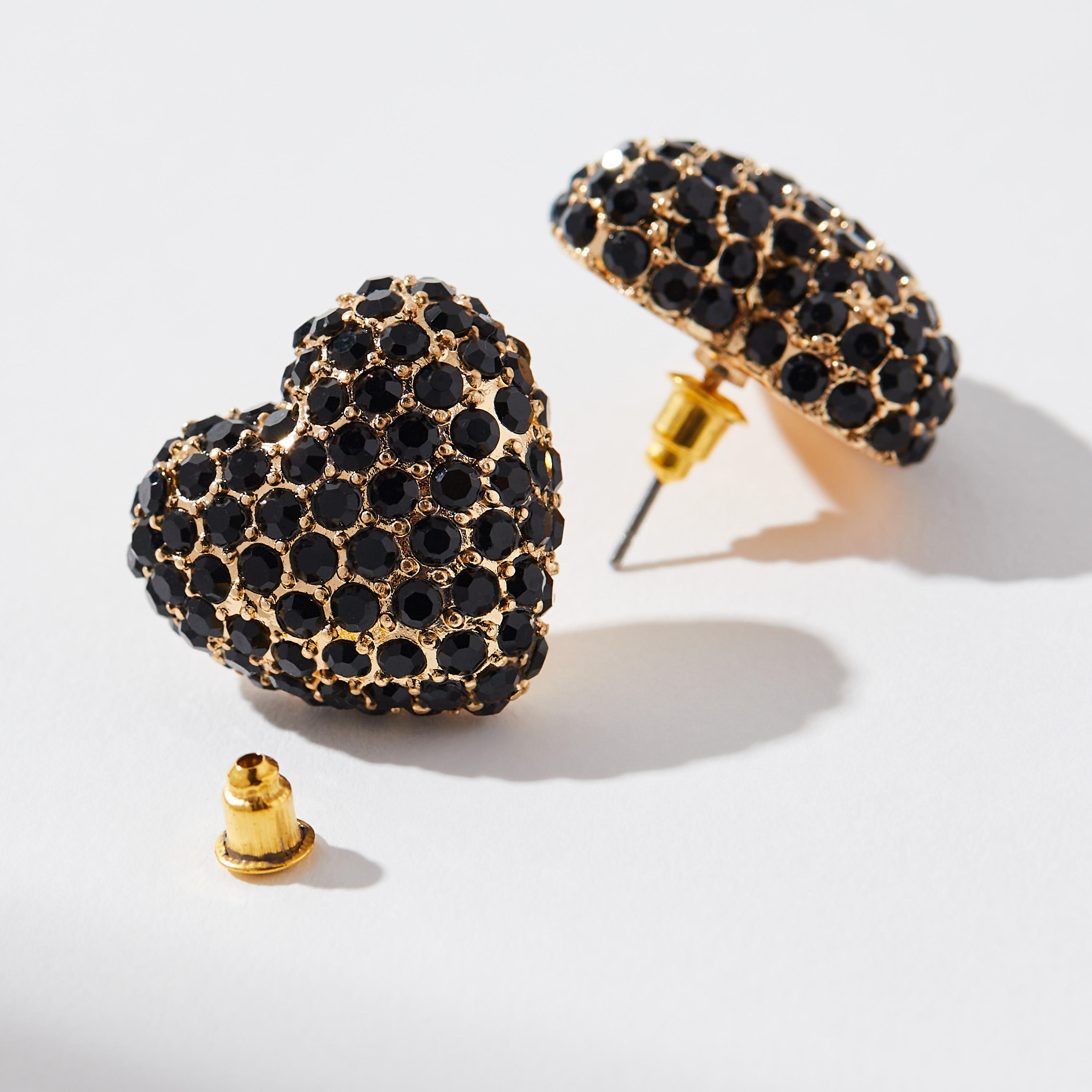 Embellished Heart Stud Earrings with Pushback Closure-women-watchesandjewellery-jewellery-earrings-image-2