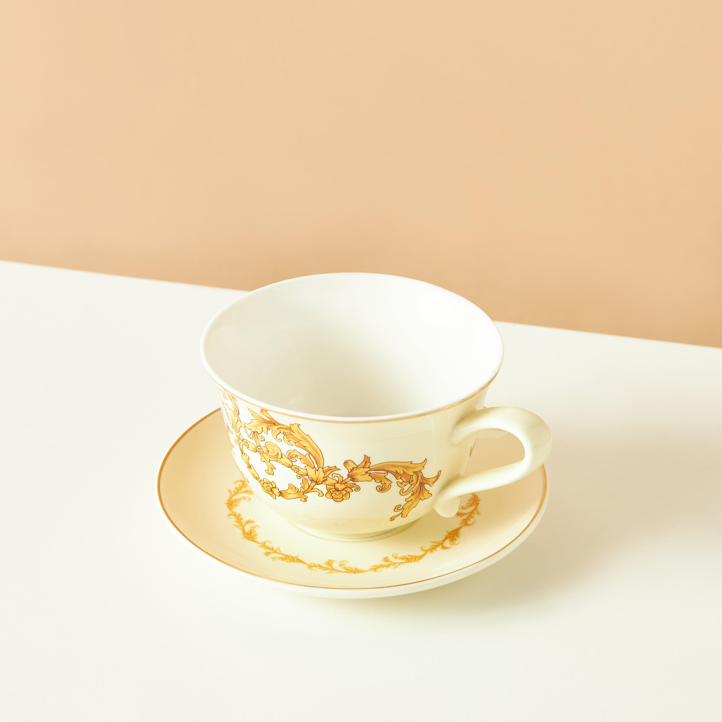 Gia Como Floral Print Porcelain Cup and Saucer Set - 200 ml-household-dining-teaandcoffee-teaandcoffeesets-image-2