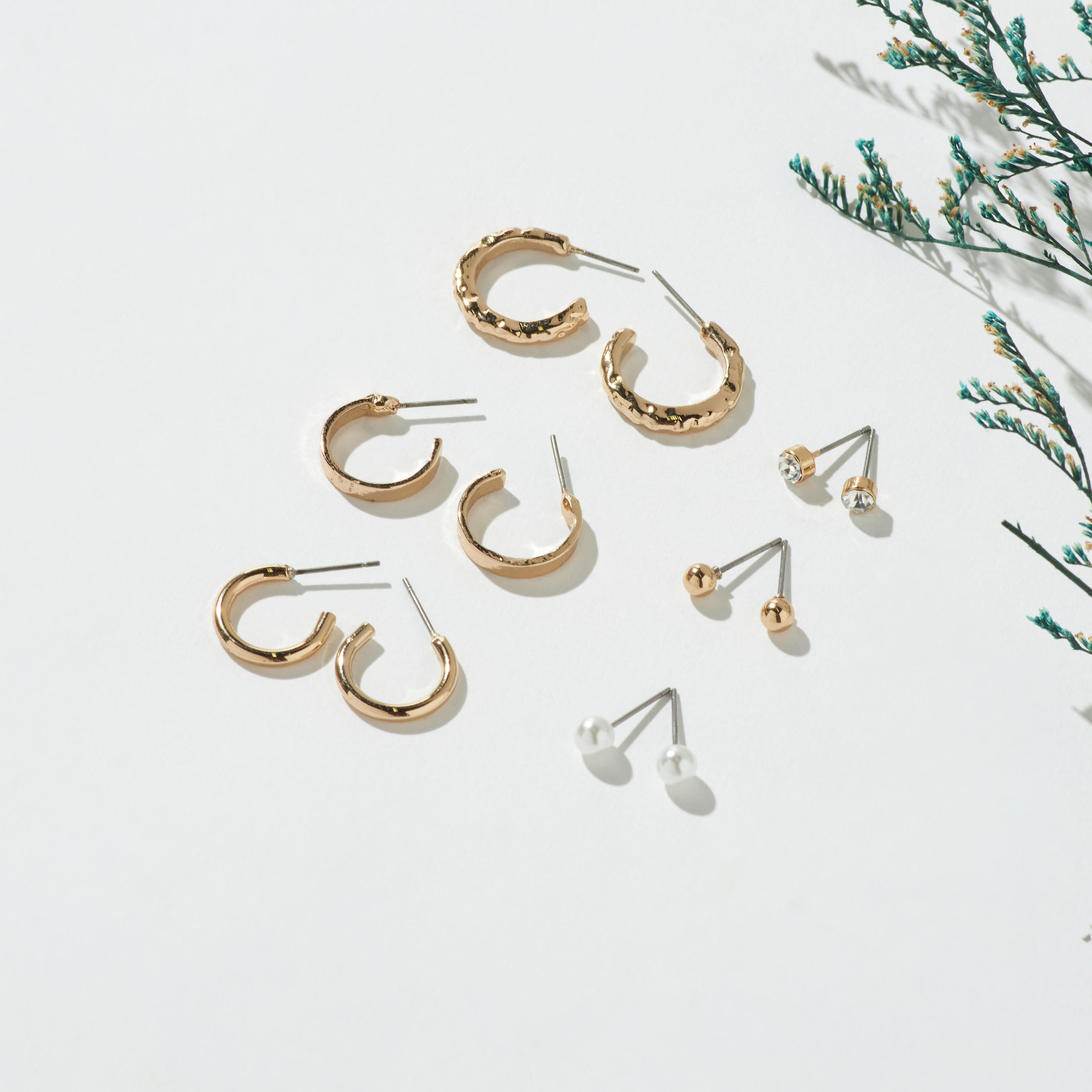 Metallic Earrings with Pushback Closure - Set of 6-women-watchesandjewellery-jewellery-earrings-image-1