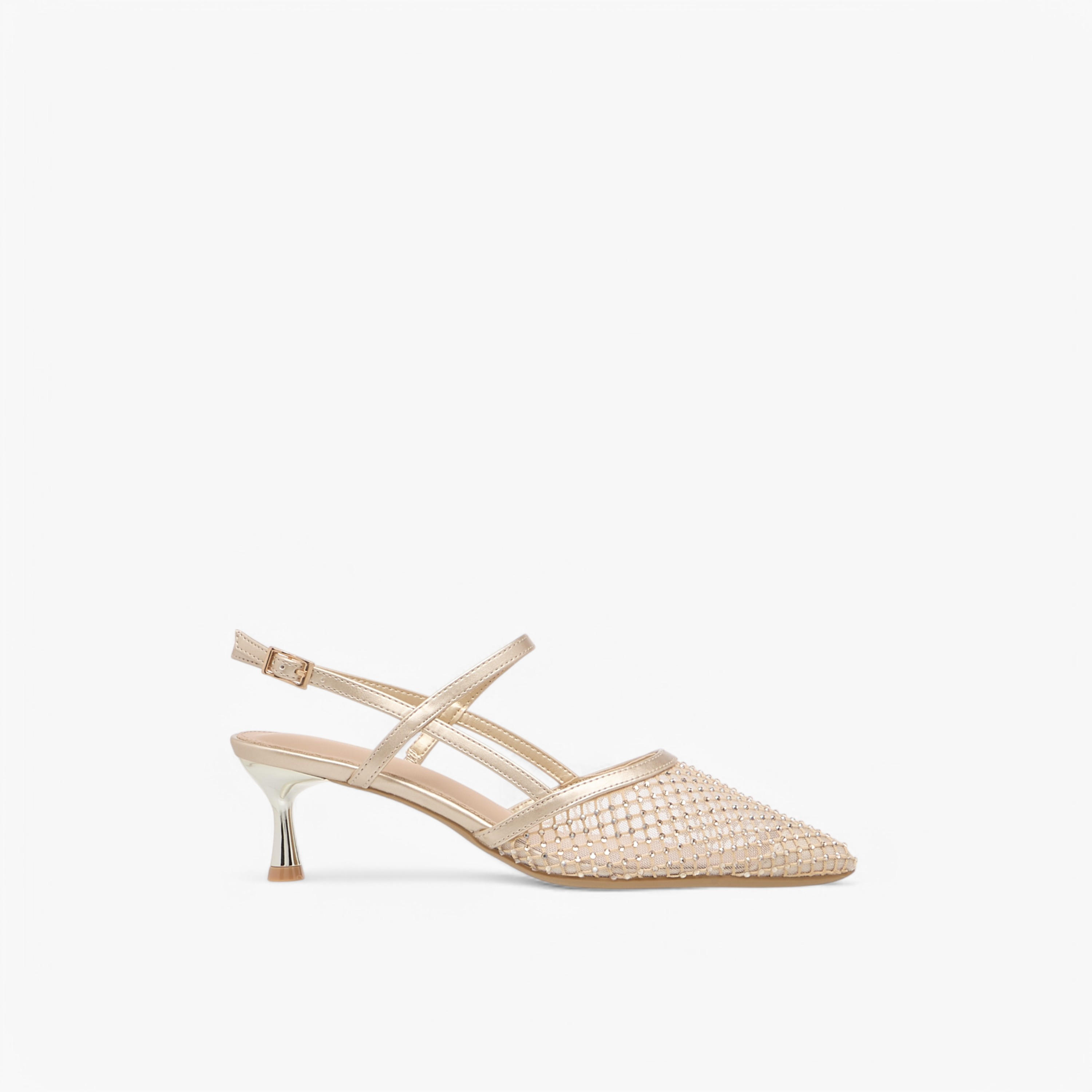 Flora Bella Embellished Pointed Toe Shoes with Buckle Closure and Kitten Heels-women-shoes-heels-image-3