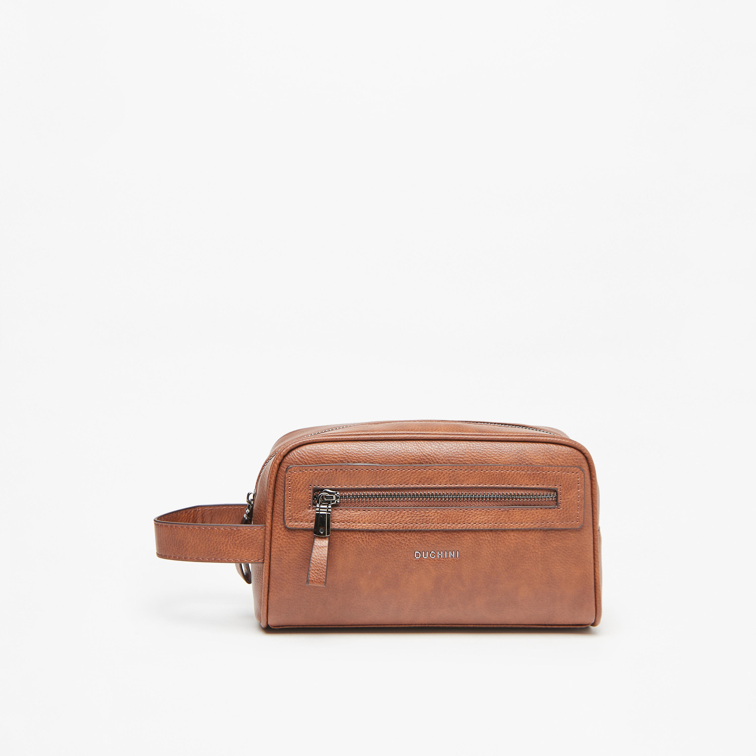 Duchini Solid Pouch with Zip Closure and Wrist Strap-men-bags-image-1