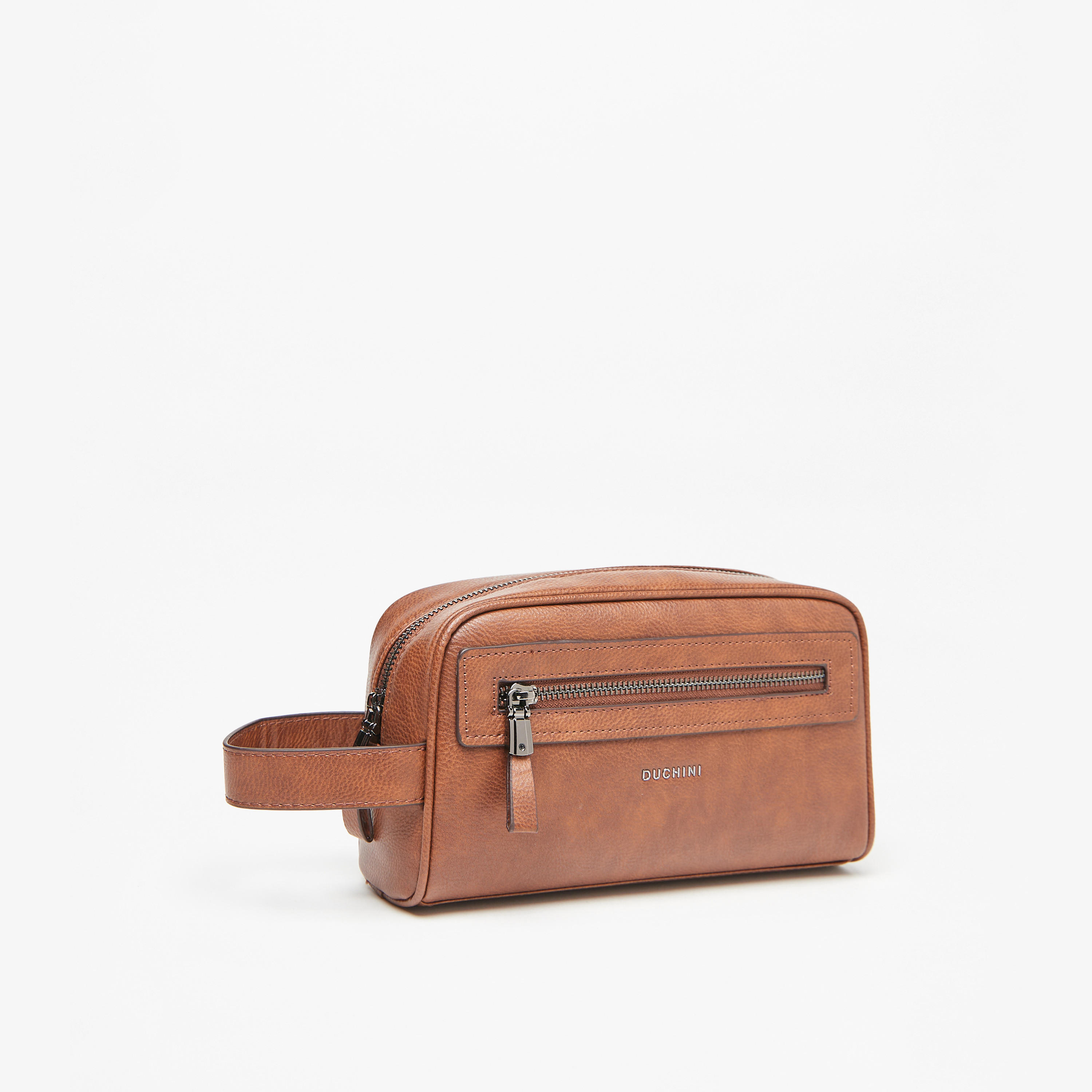 Duchini Solid Pouch with Zip Closure and Wrist Strap-men-bags-image-2