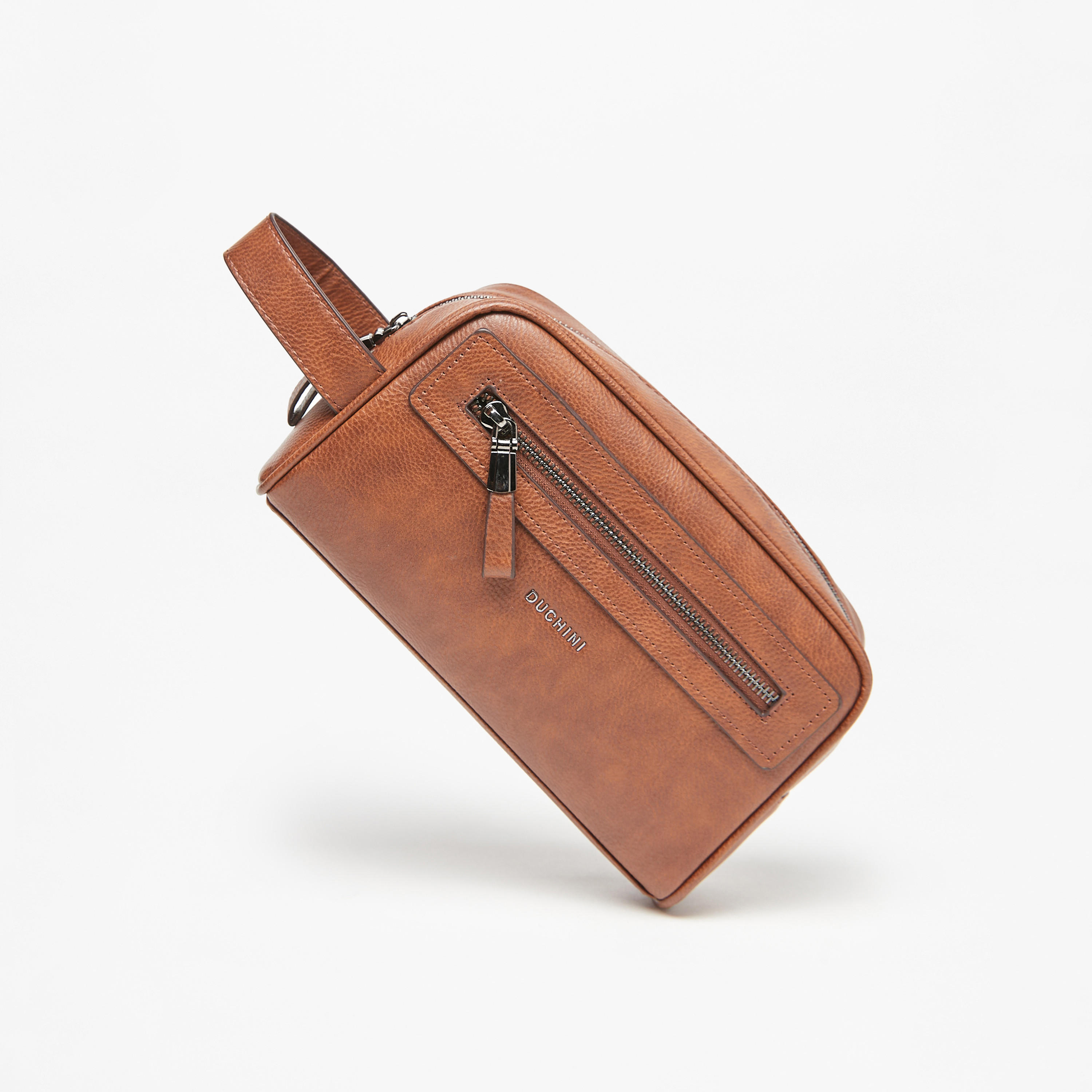 Duchini Solid Pouch with Zip Closure and Wrist Strap-men-bags-image-3