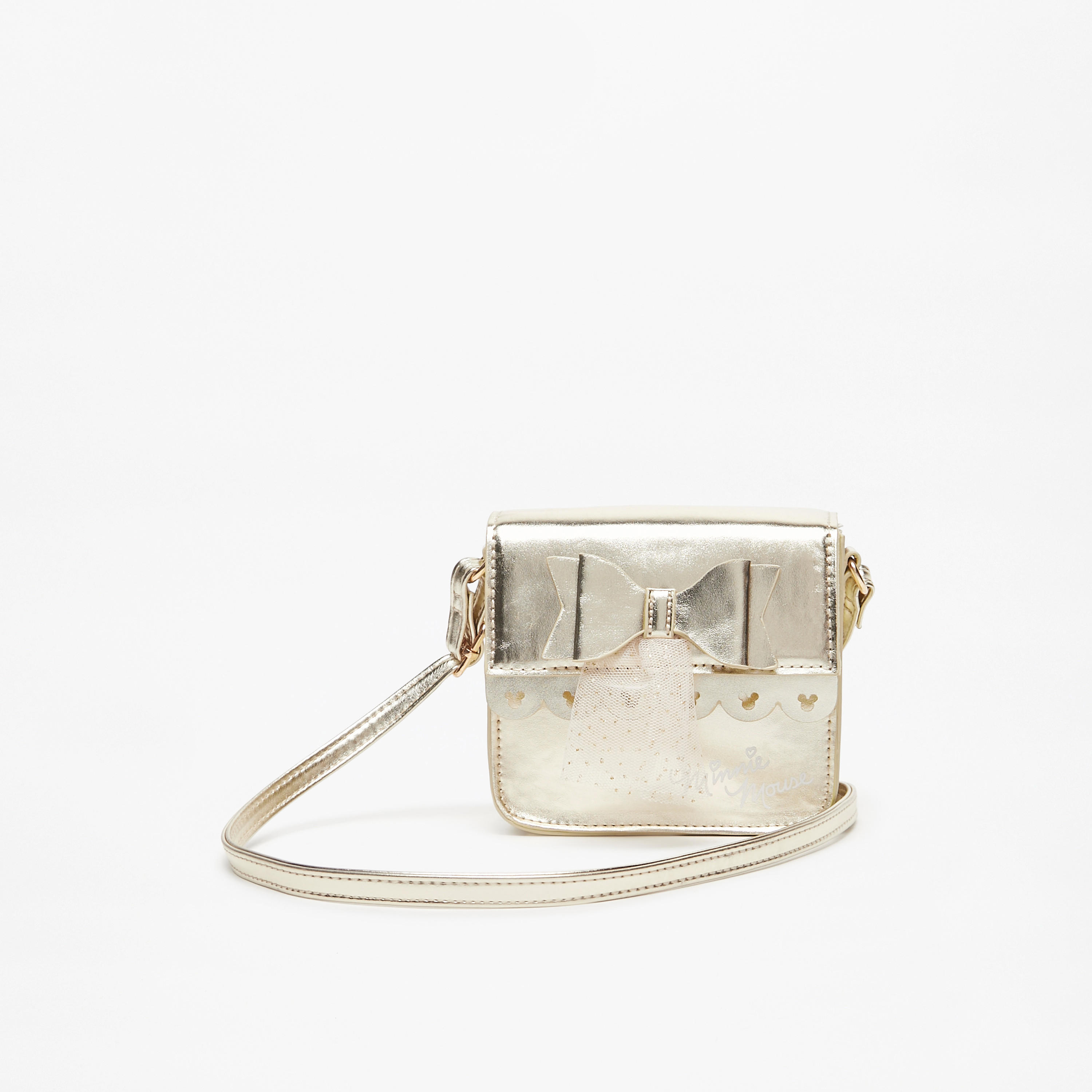 شنطة كروس بودي سادة بحزام قابل للتعديل وفيونكة من ديزني-girls-accessories-bags-image-1