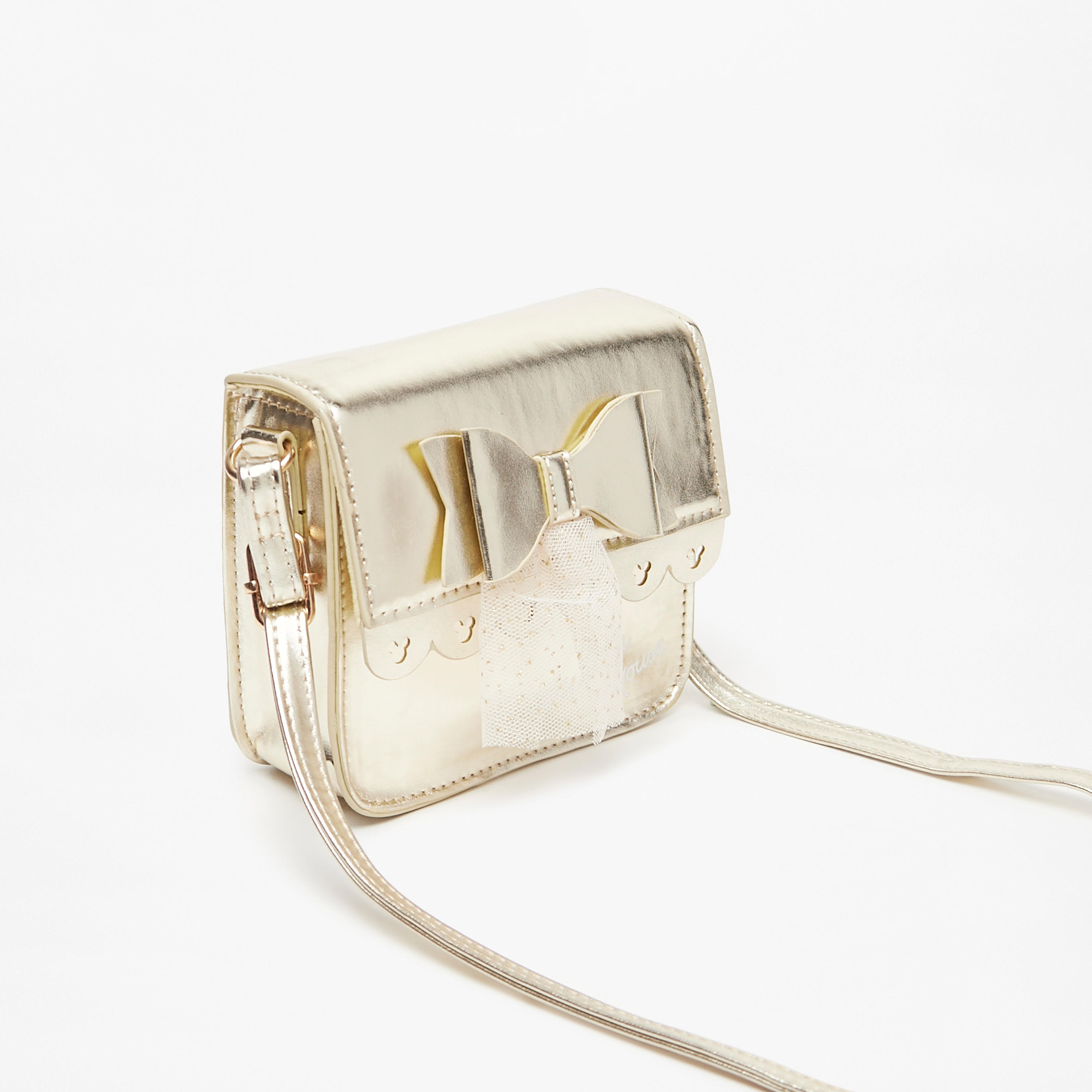شنطة كروس بودي سادة بحزام قابل للتعديل وفيونكة من ديزني-girls-accessories-bags-image-2