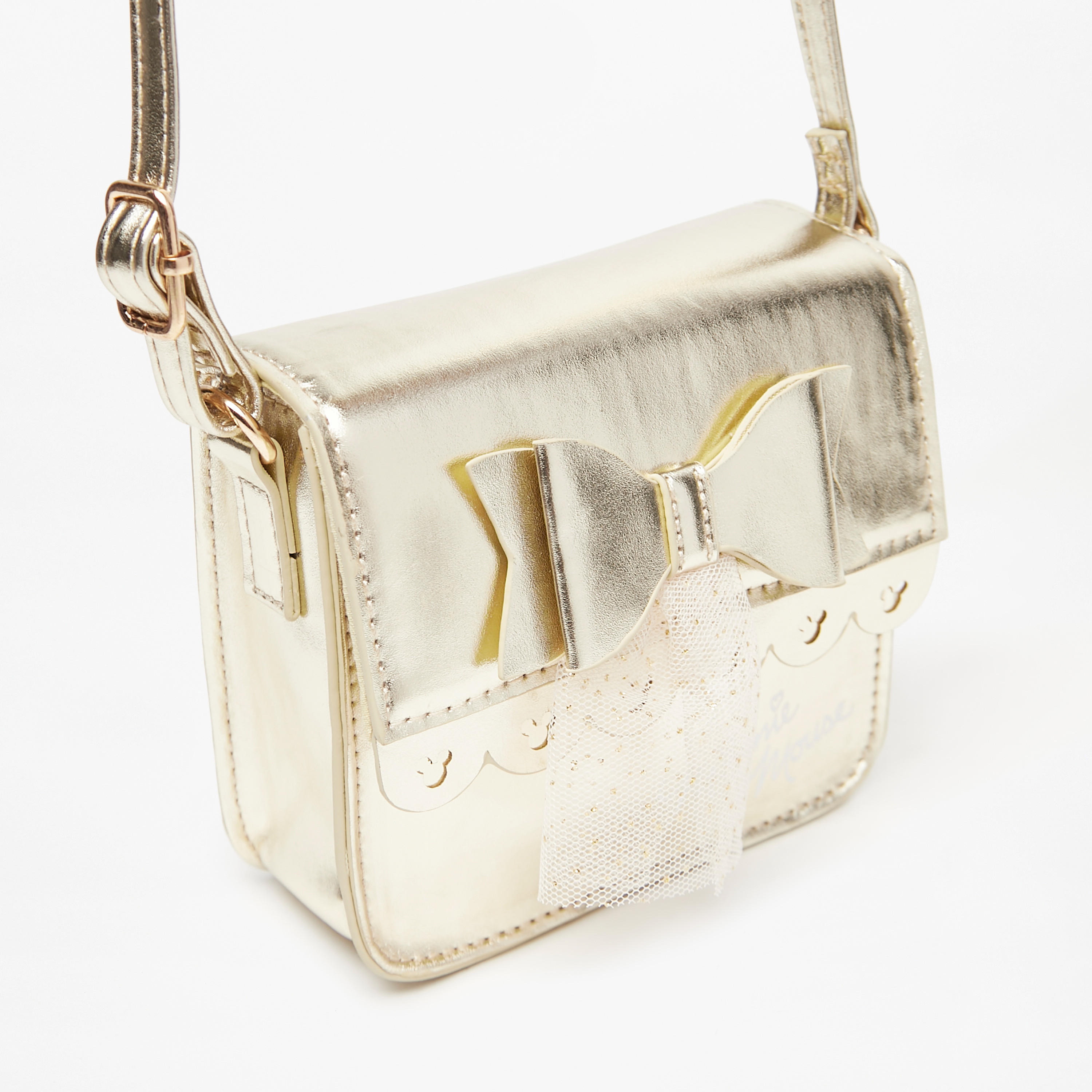 شنطة كروس بودي سادة بحزام قابل للتعديل وفيونكة من ديزني-girls-accessories-bags-image-3