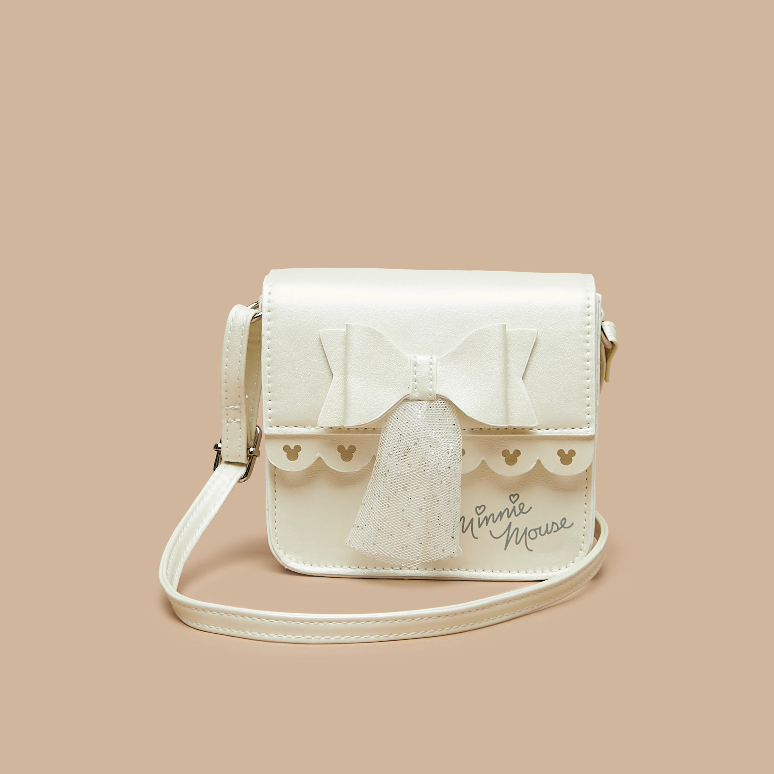 شنطة كروس بودي سادة بحزام قابل للتعديل وفيونكة من ديزني-girls-accessories-bags-image-5