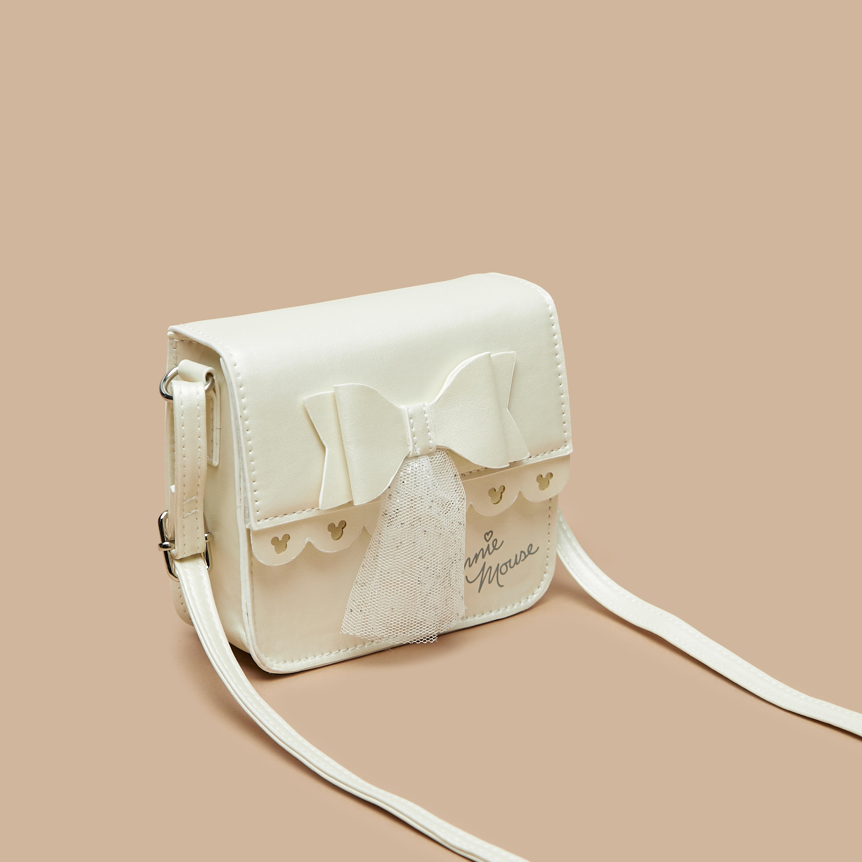 شنطة كروس بودي سادة بحزام قابل للتعديل وفيونكة من ديزني-girls-accessories-bags-image-6