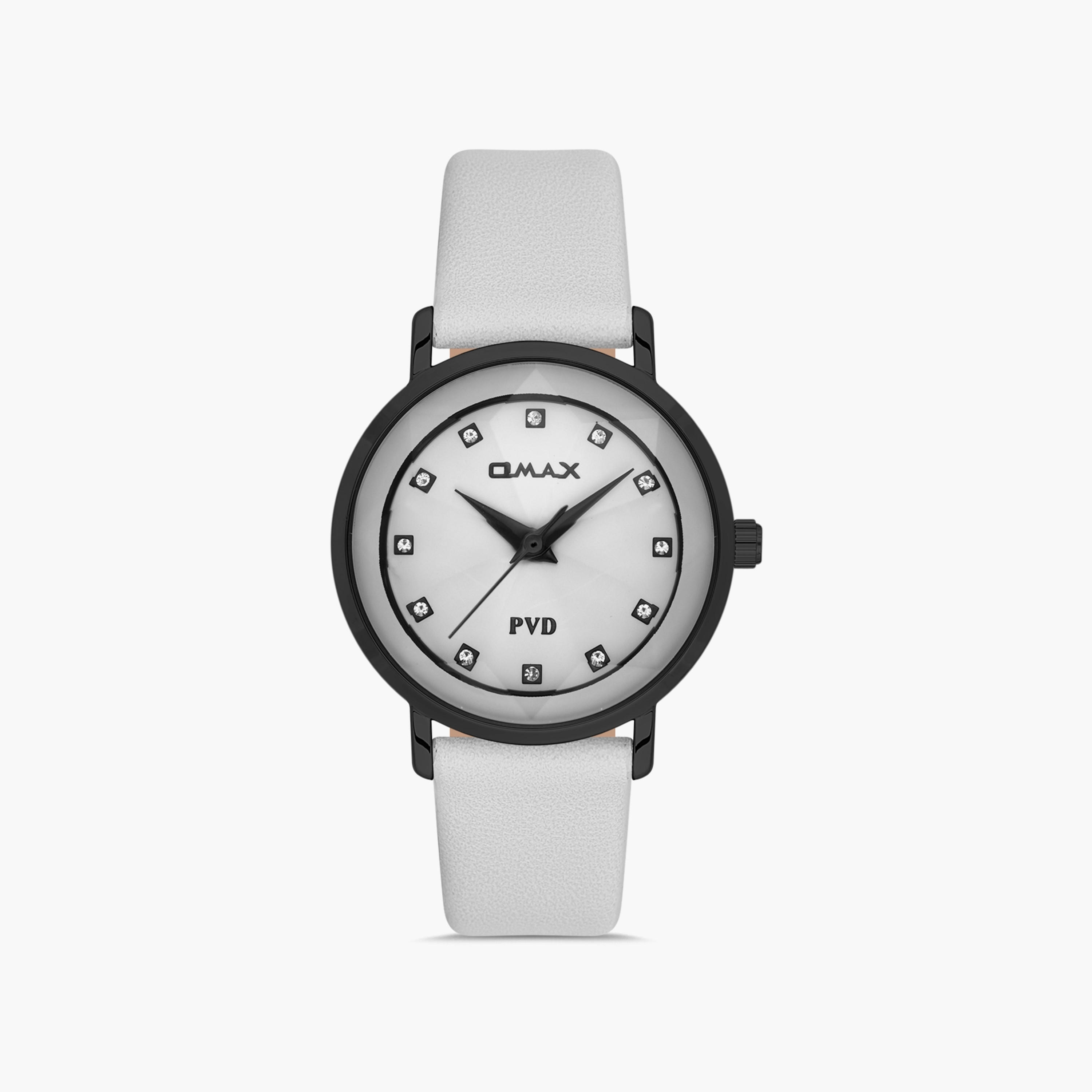 Omax White Leather Strap Analog Wristwatch - 00ZEC004BW03 | 32 MM-women-watchesandjewellery-watches-image-1