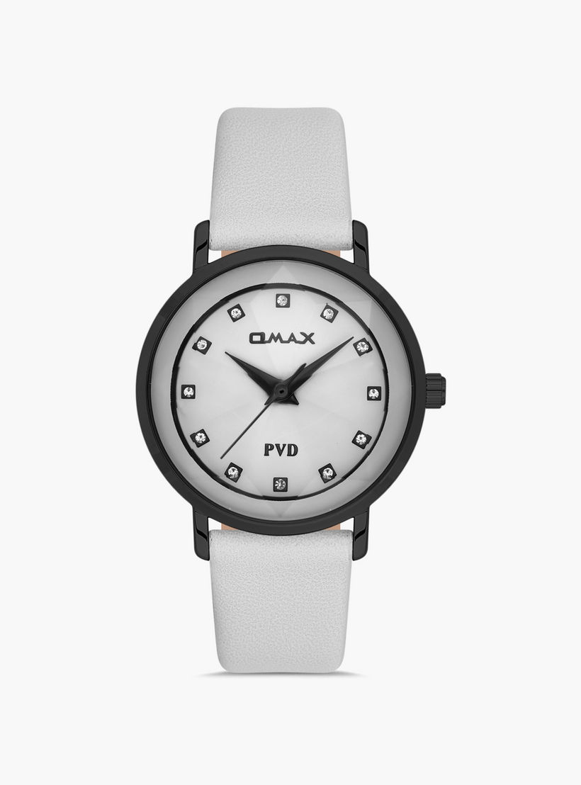 Omax White Leather Strap Analog Wristwatch - 00ZEC004BW03 | 32 MM-women-watchesandjewellery-watches-image-1