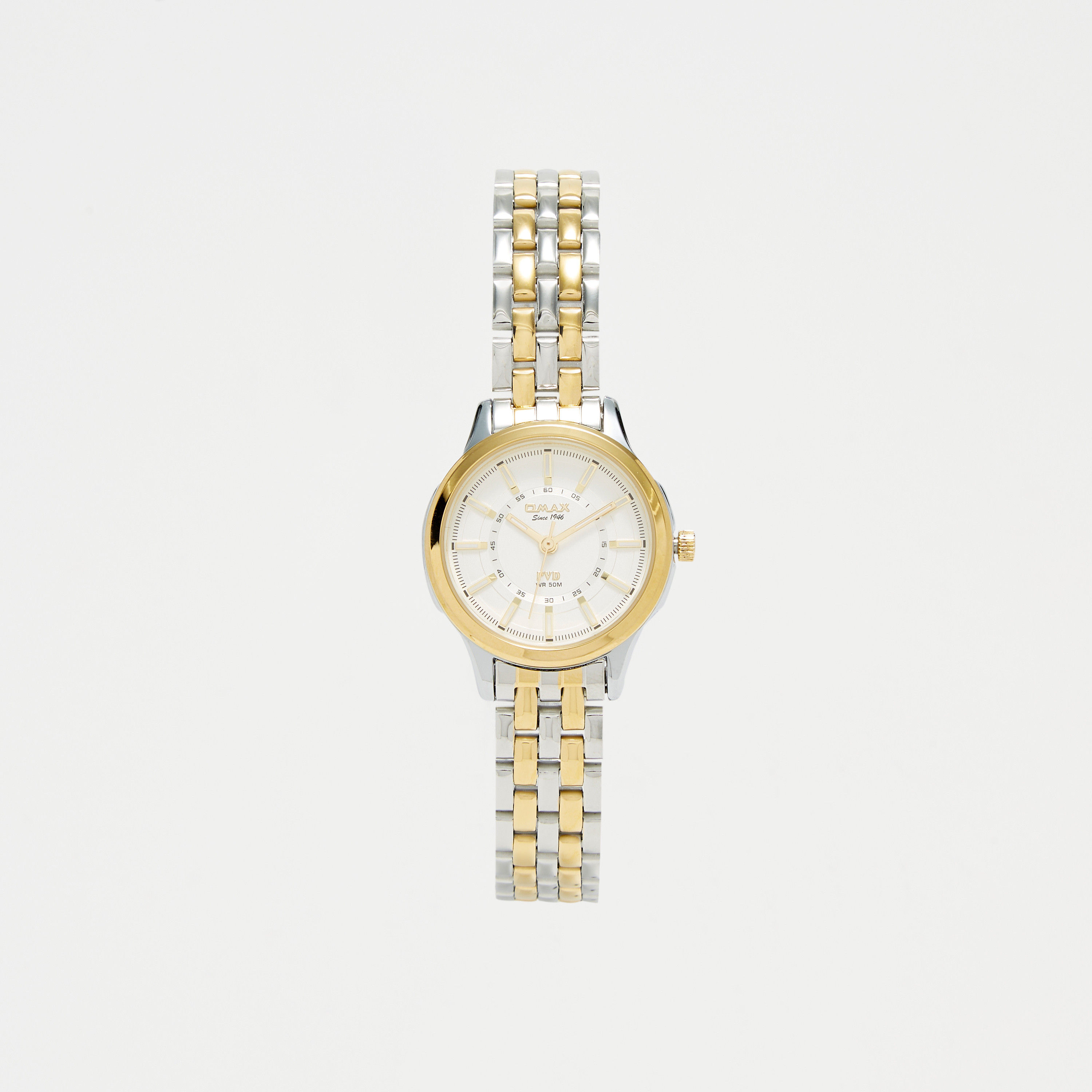 Omax Women's Silver & Gold Stainless Steel Strap Analog Wristwatch - 00JSB002N008-women-watchesandjewellery-watches-image-1