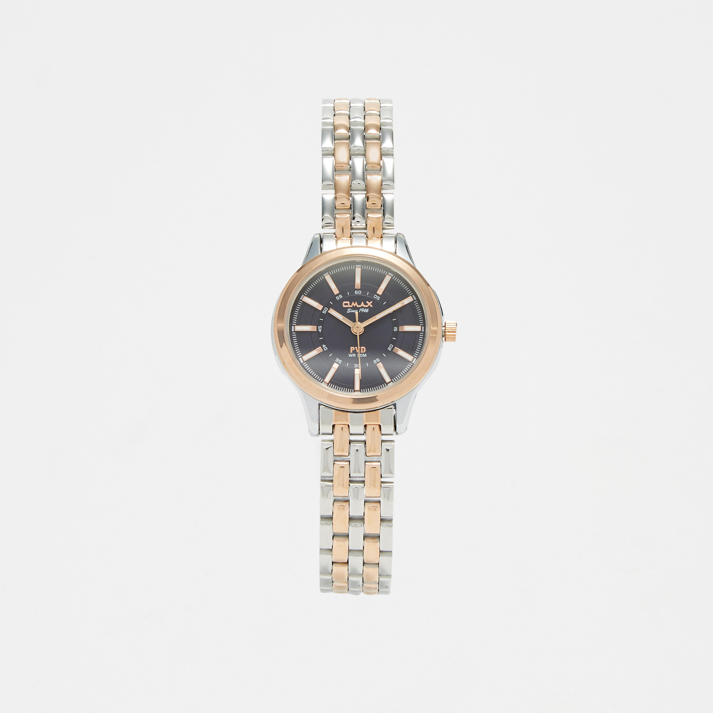 Omax Women's Silver & Gold Stainless Steel Strap Analog Wristwatch - 00JSB002N004-women-watchesandjewellery-watches-image-1