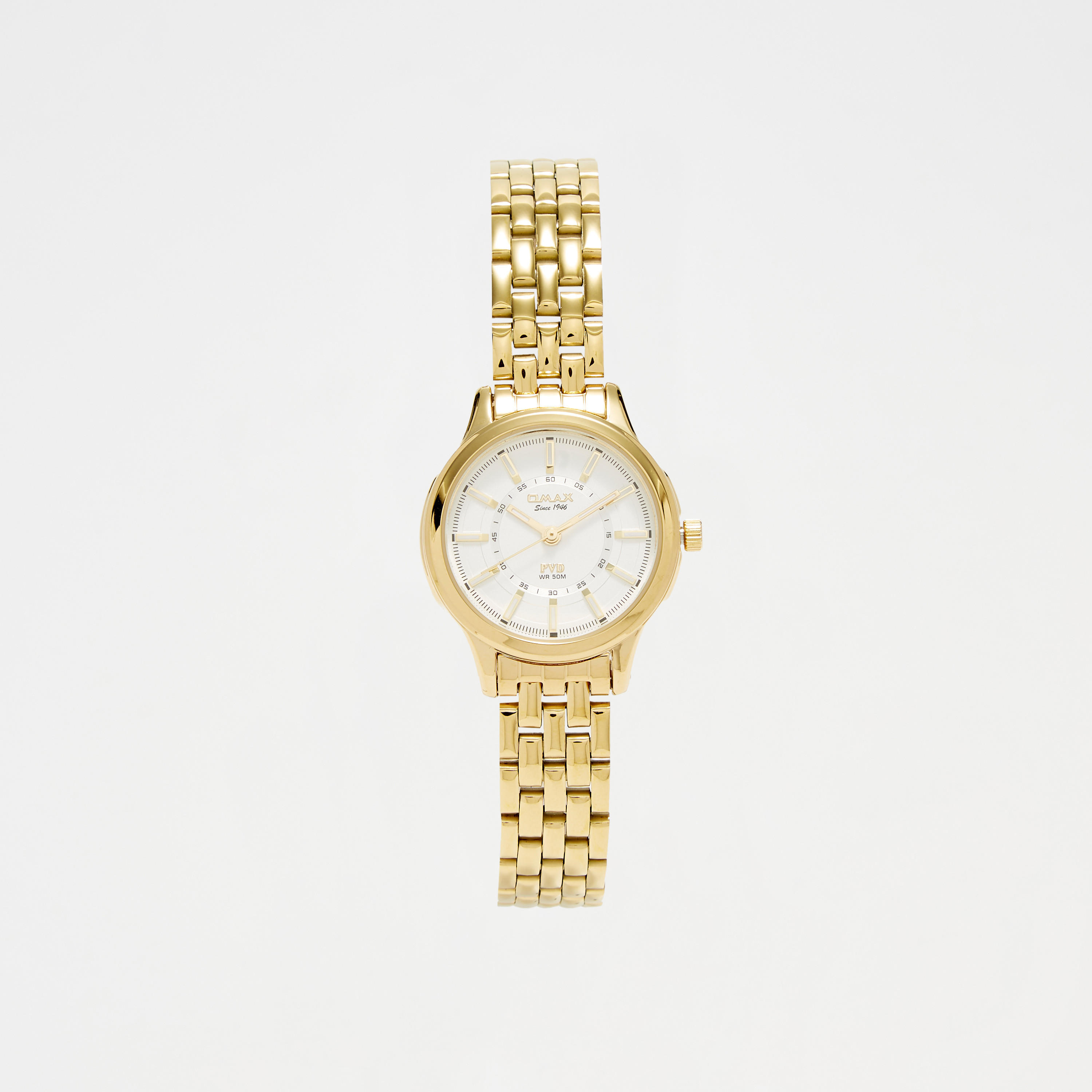 ساعة يد تناظرية ذهبية بحزام ستانلس ستيل للنساء من أوماكس - 00JSB002Q008-women-watchesandjewellery-watches-image-1