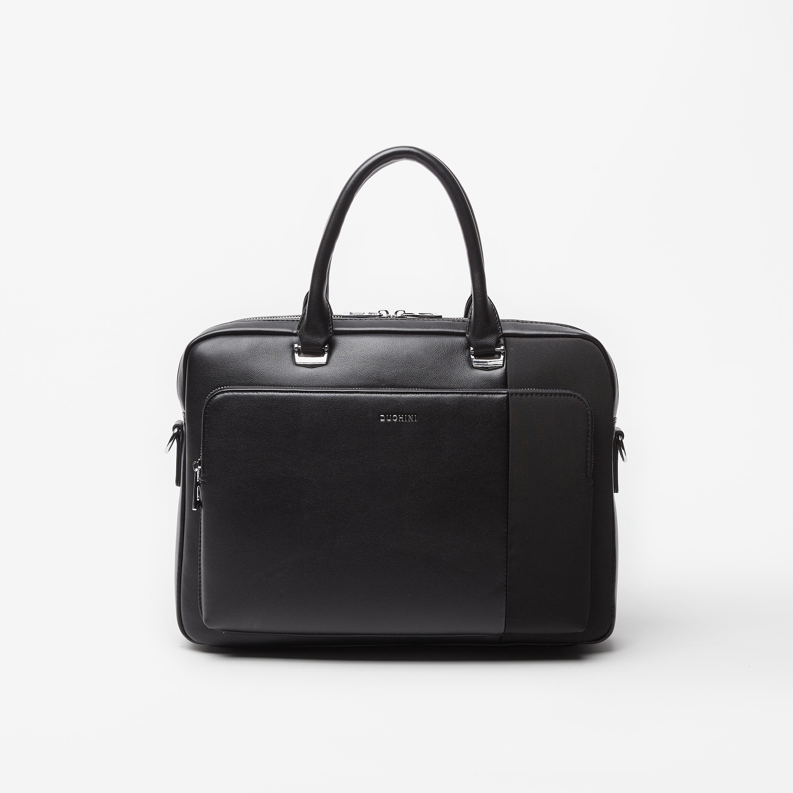 Duchini Solid Portfolio Bag with Detachable Strap and Zip Closure-men-bags-image-1