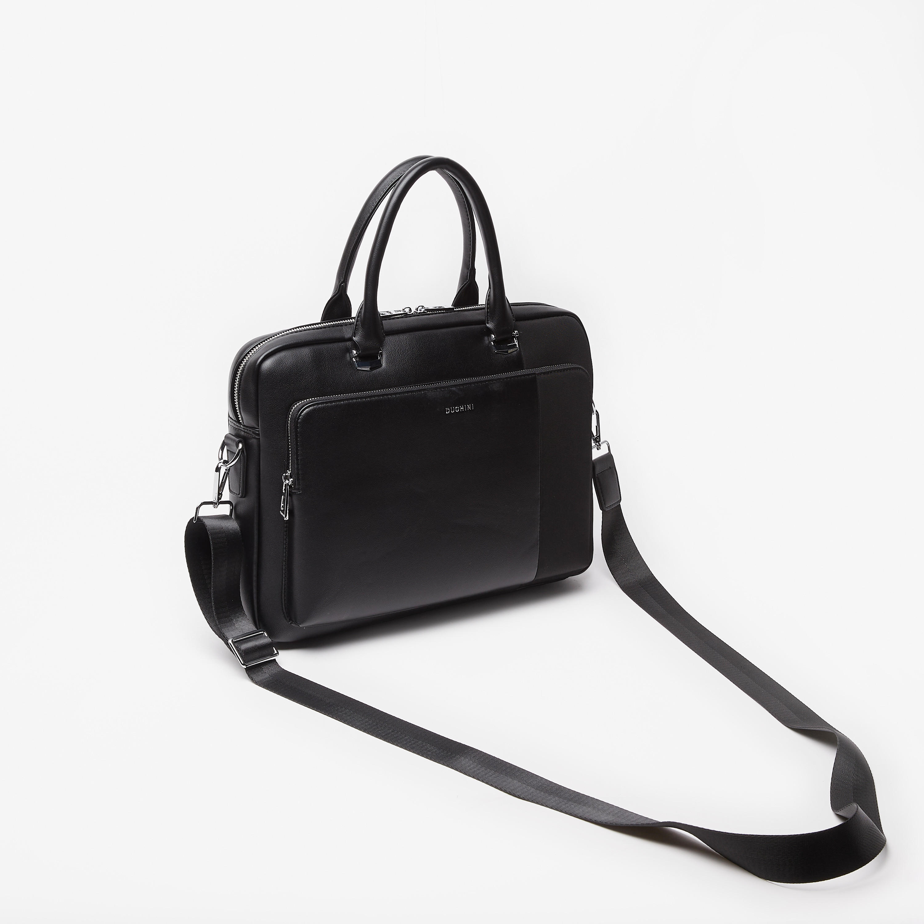 Duchini Solid Portfolio Bag with Detachable Strap and Zip Closure-men-bags-image-2