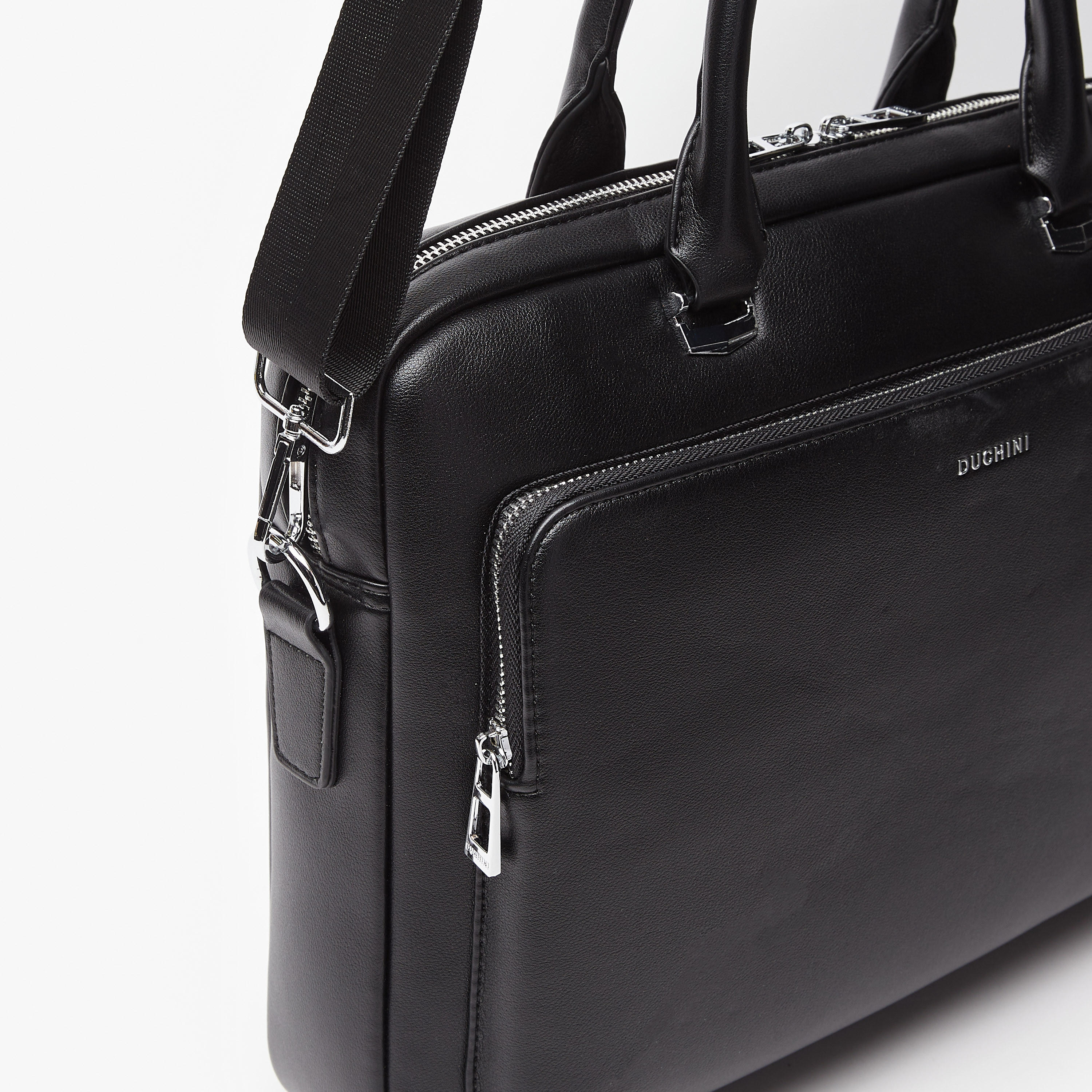 Duchini Solid Portfolio Bag with Detachable Strap and Zip Closure-men-bags-image-4