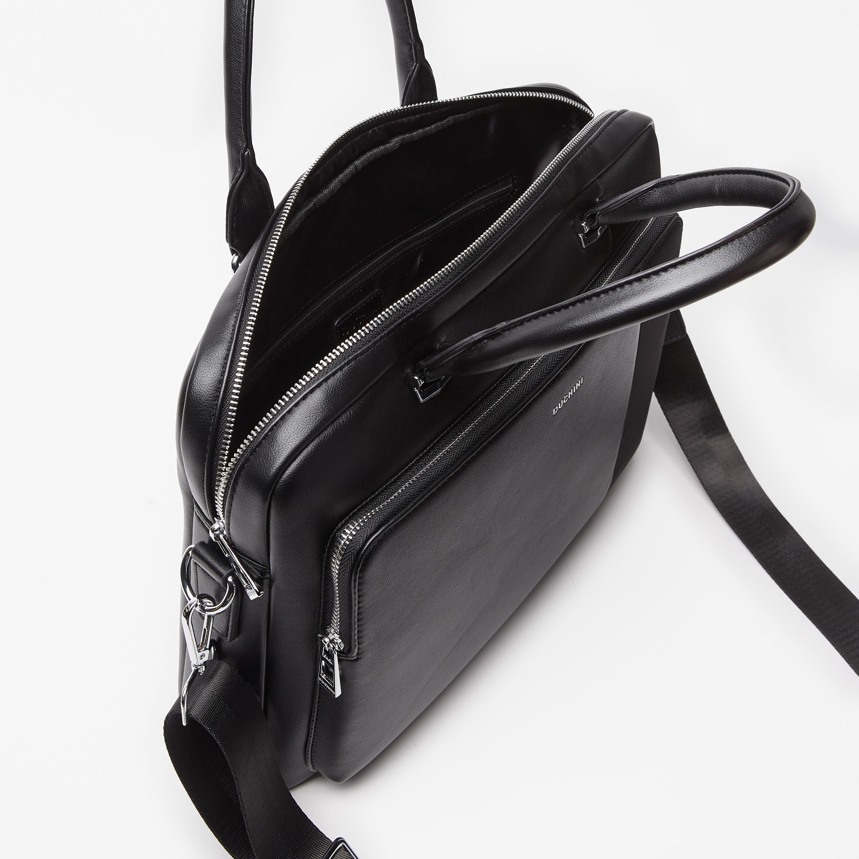 Duchini Solid Portfolio Bag with Detachable Strap and Zip Closure-men-bags-image-5